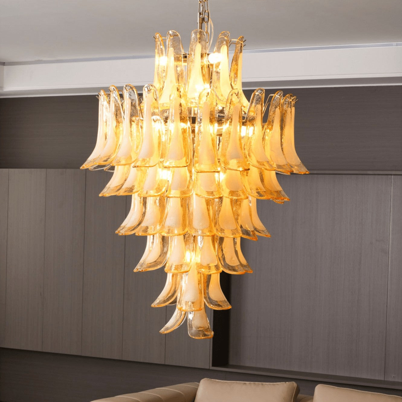 Amber Murano Glass Petal Chandelier