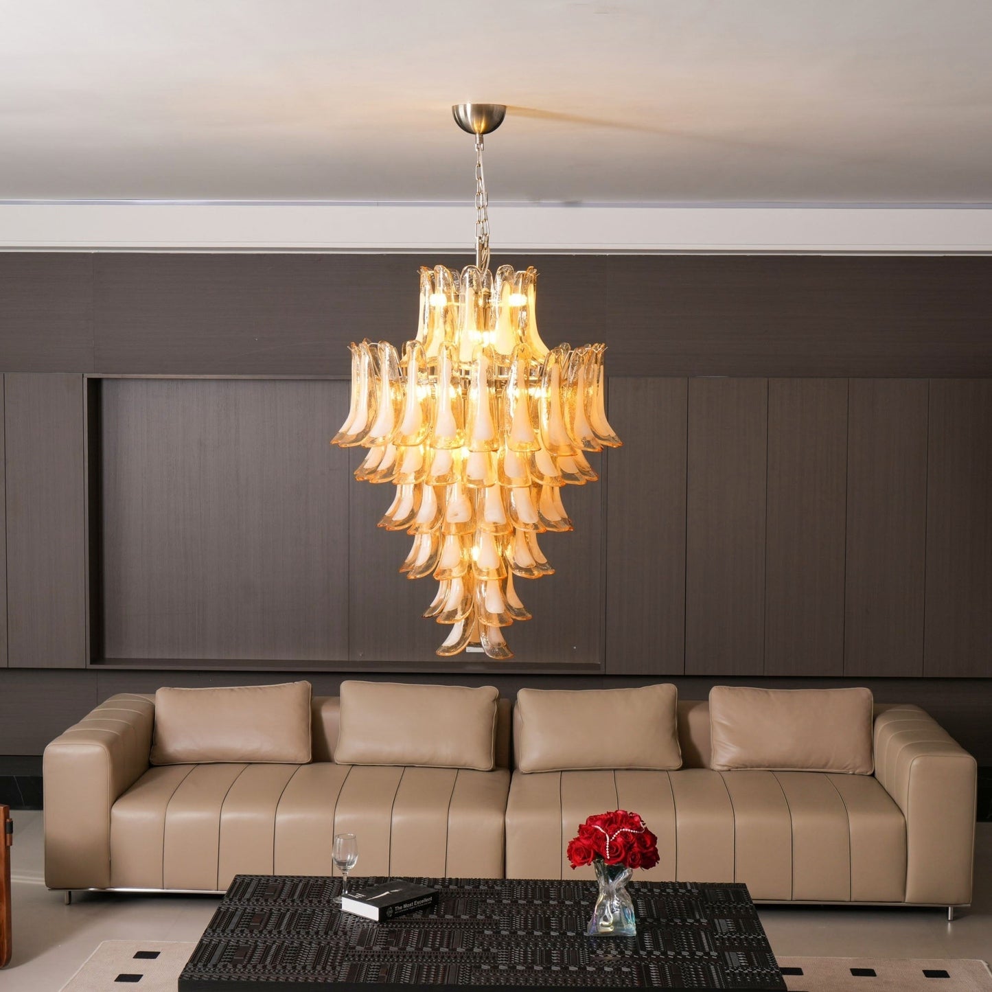 Amber Murano Glass Petal Chandelier