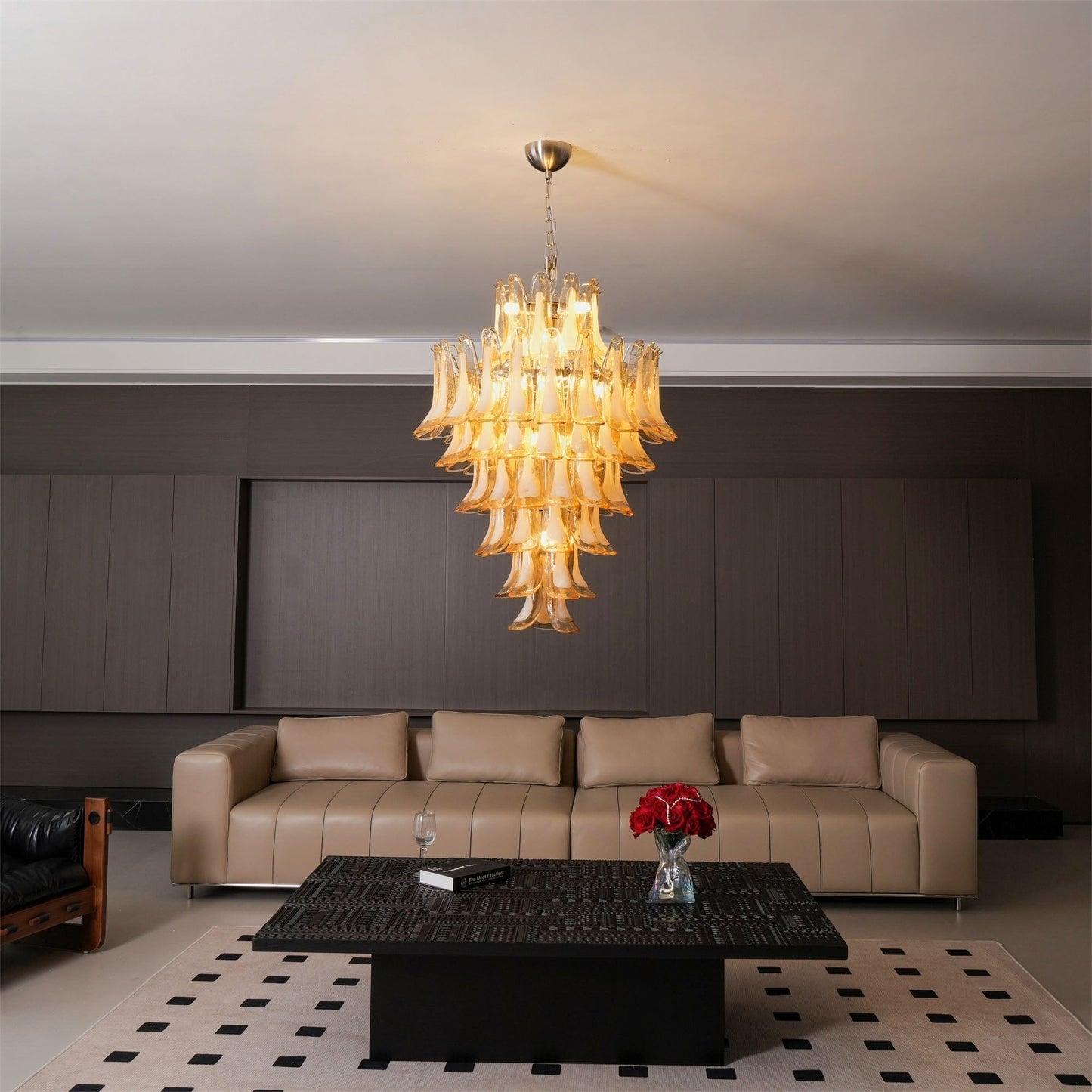 Amber Murano Glass Petal Chandelier