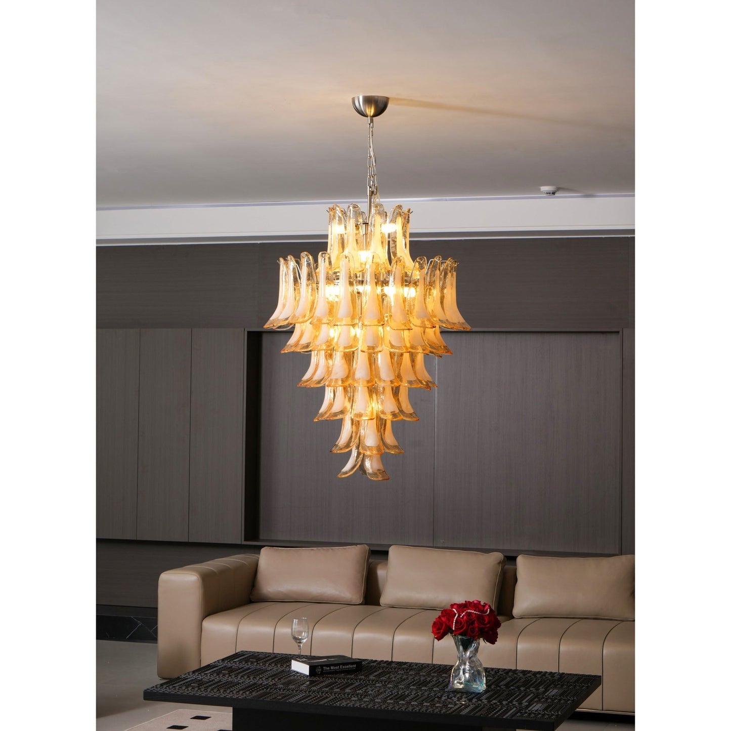 Amber Murano Glass Petal Chandelier