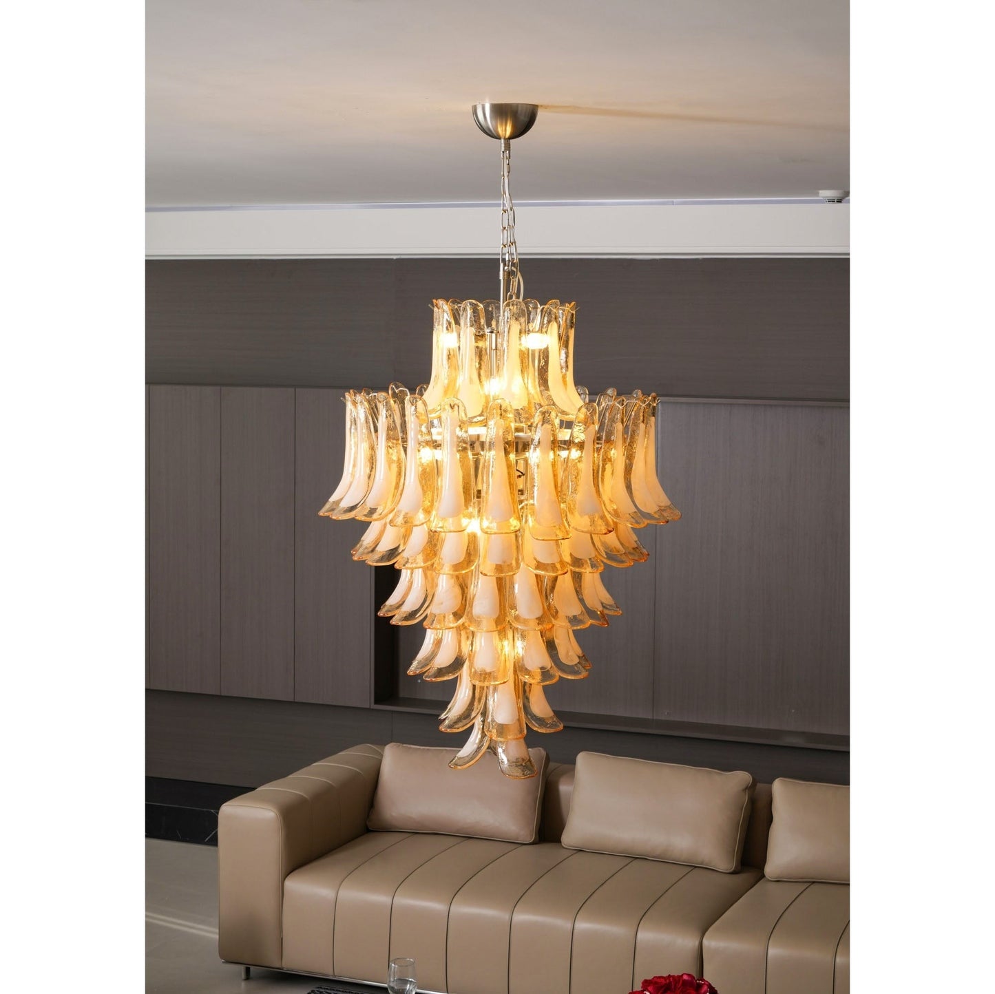 Amber Murano Glass Petal Chandelier
