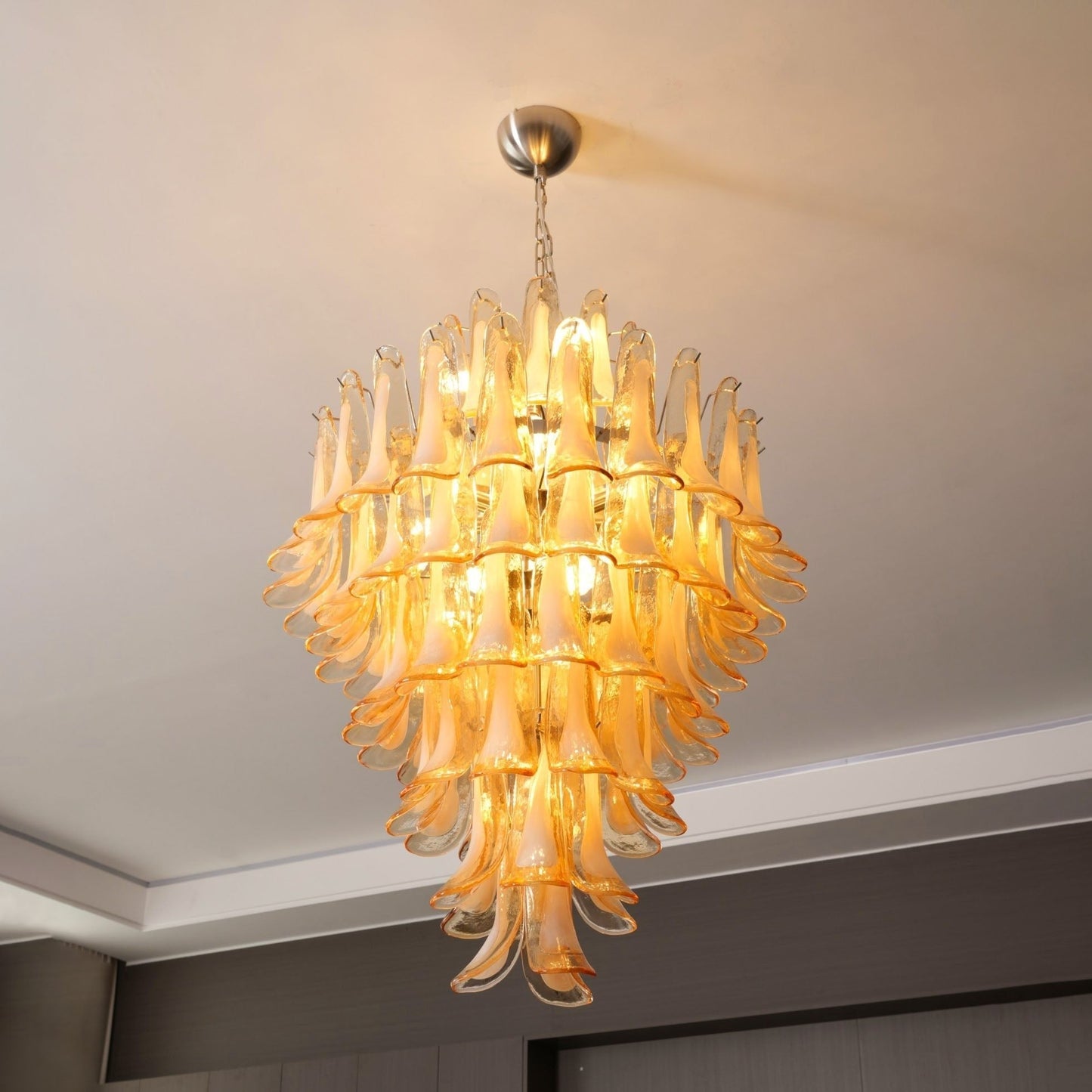 Amber Murano Glass Petal Chandelier