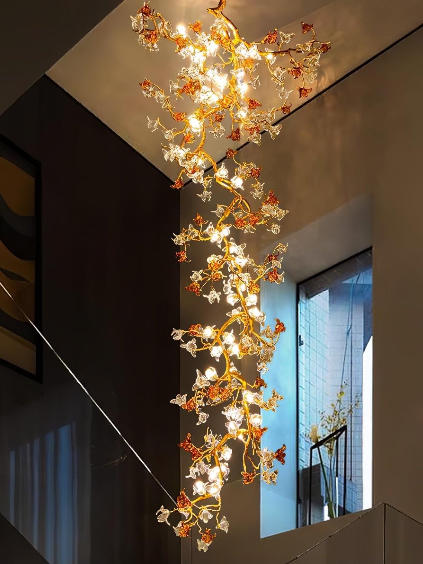 Brass Maple Branch Statement Chandelier