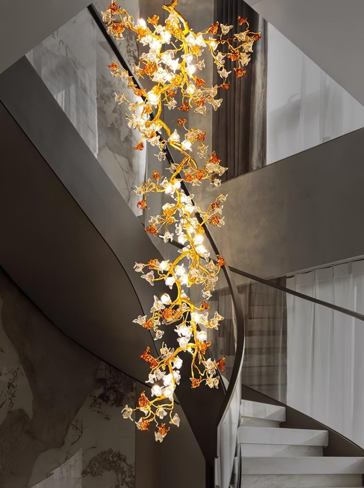 Brass Maple Branch Statement Chandelier