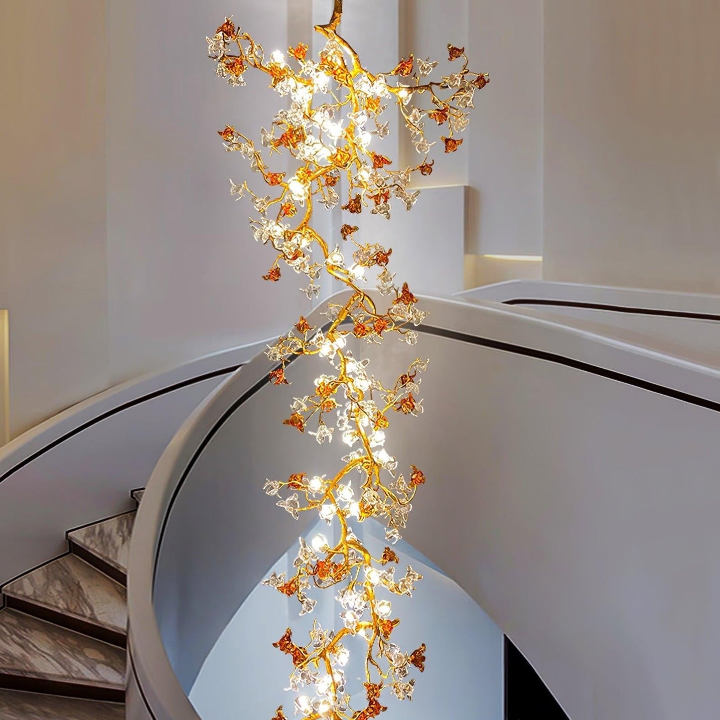 Brass Maple Branch Statement Chandelier