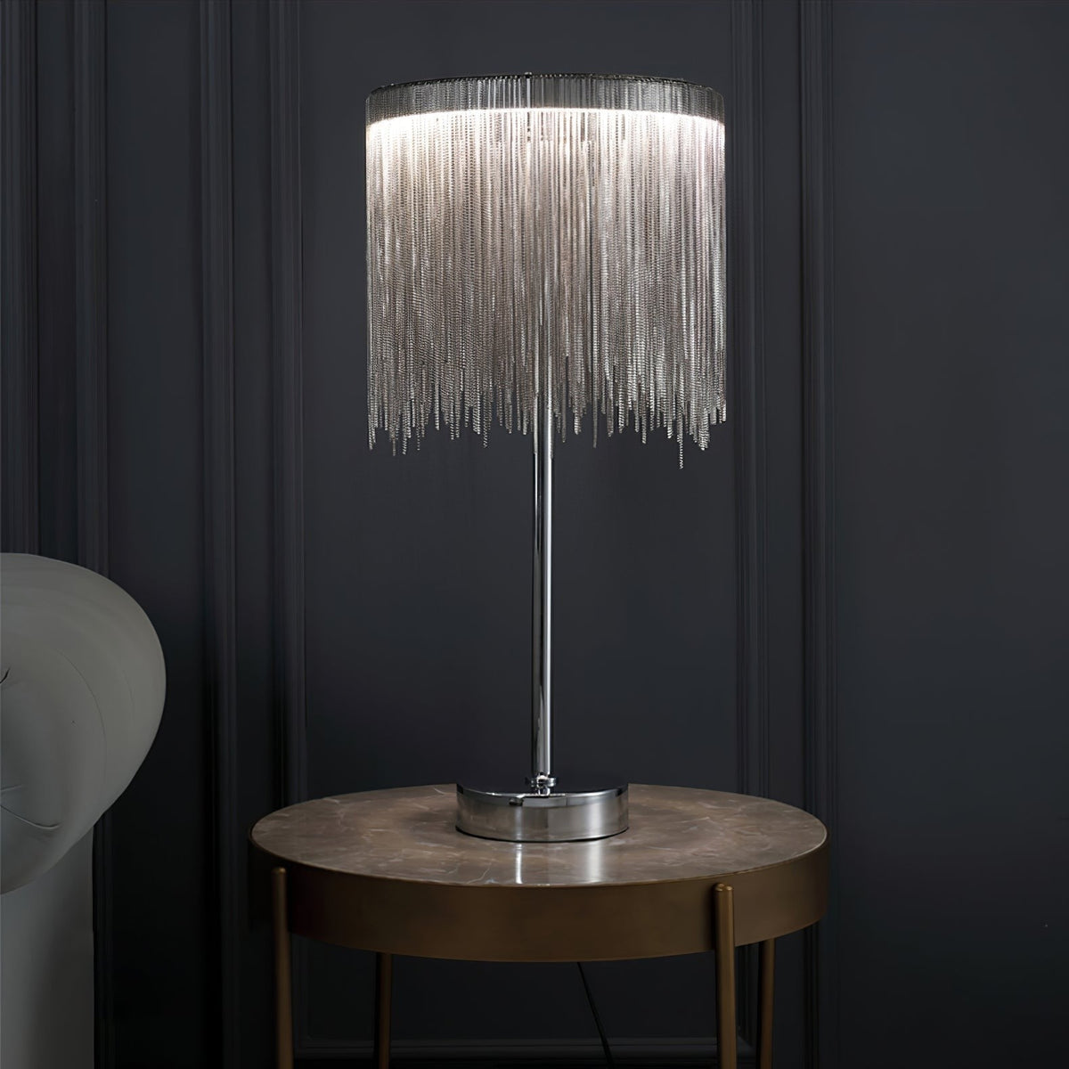 Cascading Chain Tassel Table Lamp