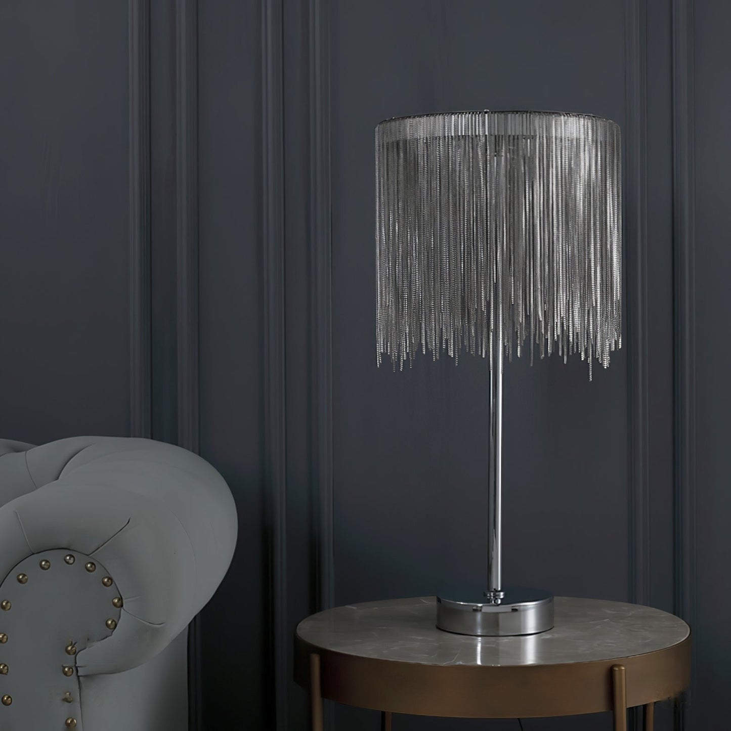 Cascading Chain Tassel Table Lamp