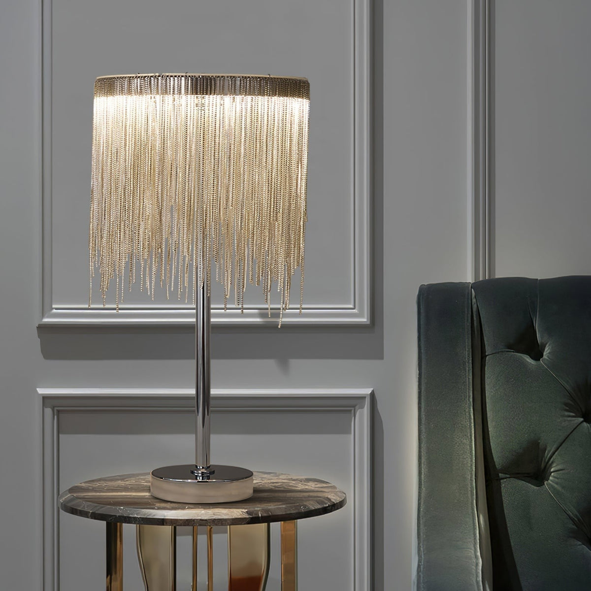 Cascading Chain Tassel Table Lamp