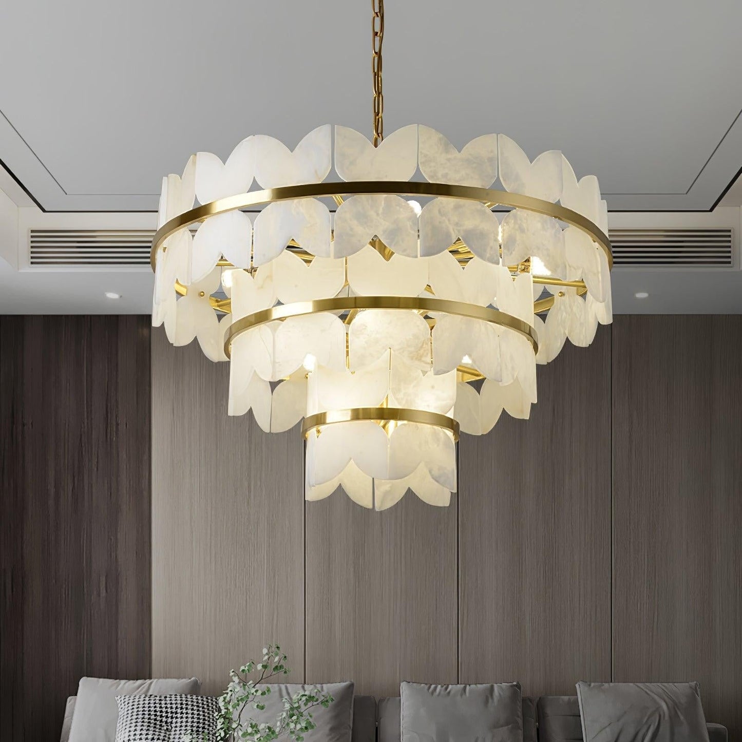 Layered Alabaster Cloud Chandelier