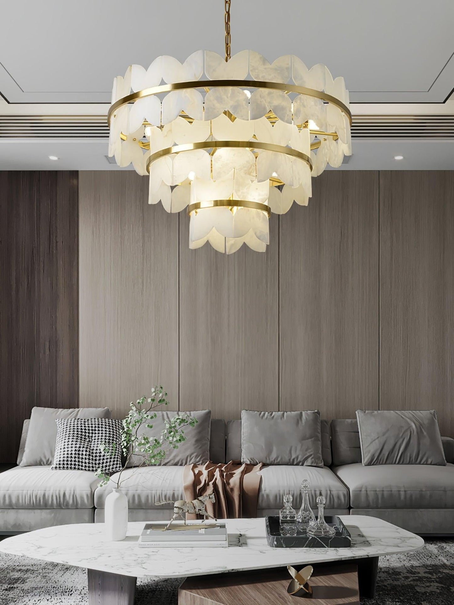 Layered Alabaster Cloud Chandelier