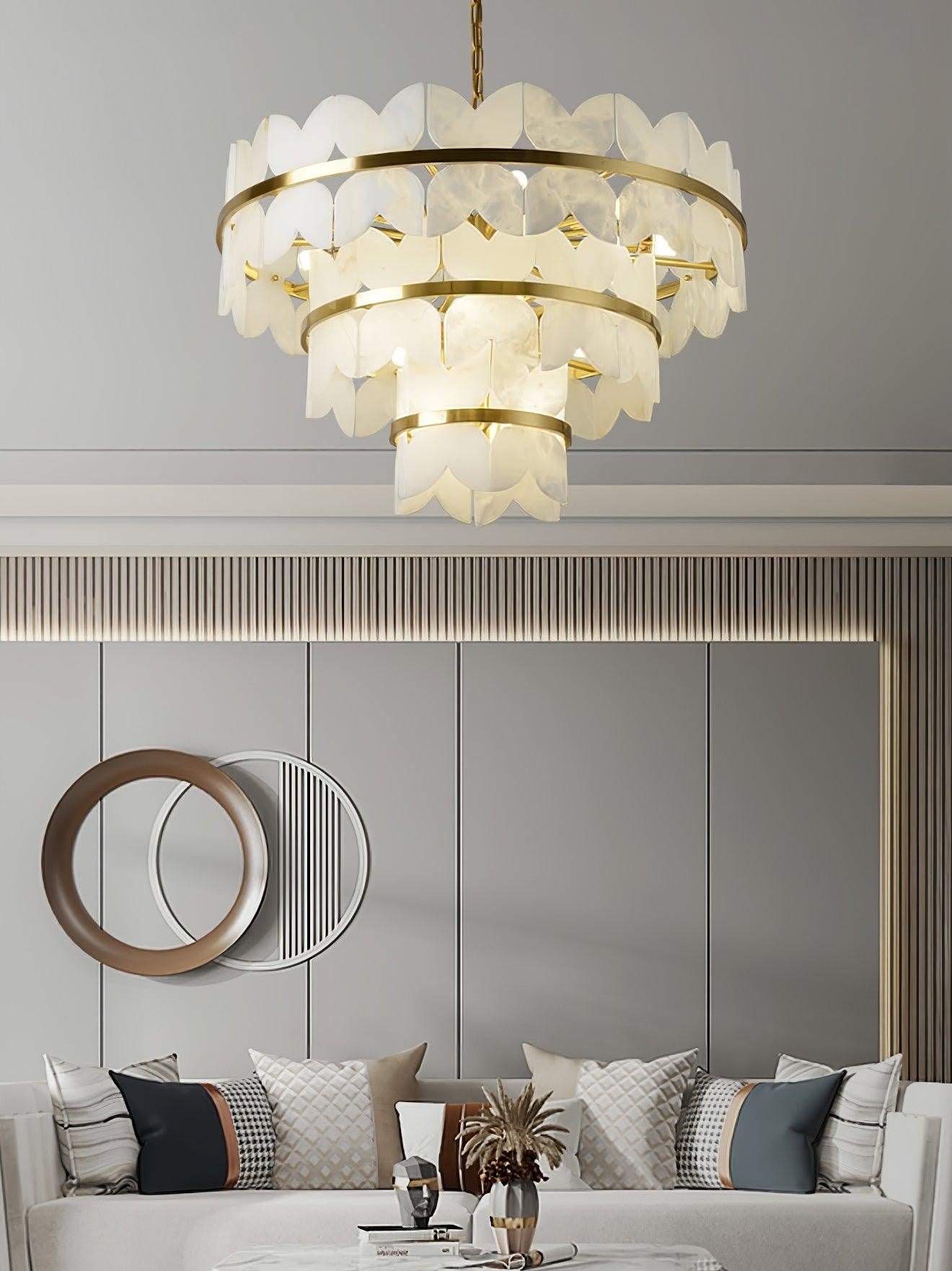 Layered Alabaster Cloud Chandelier