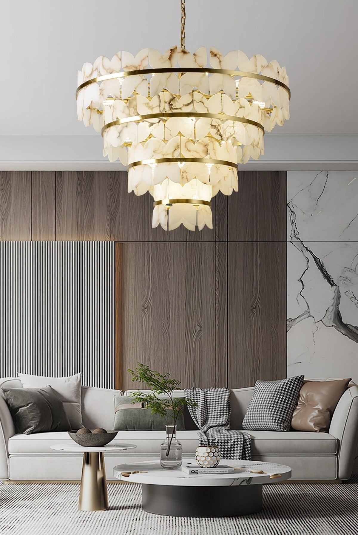 Layered Alabaster Cloud Chandelier