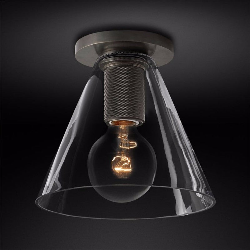 Minimal Glass Flush Mount Light