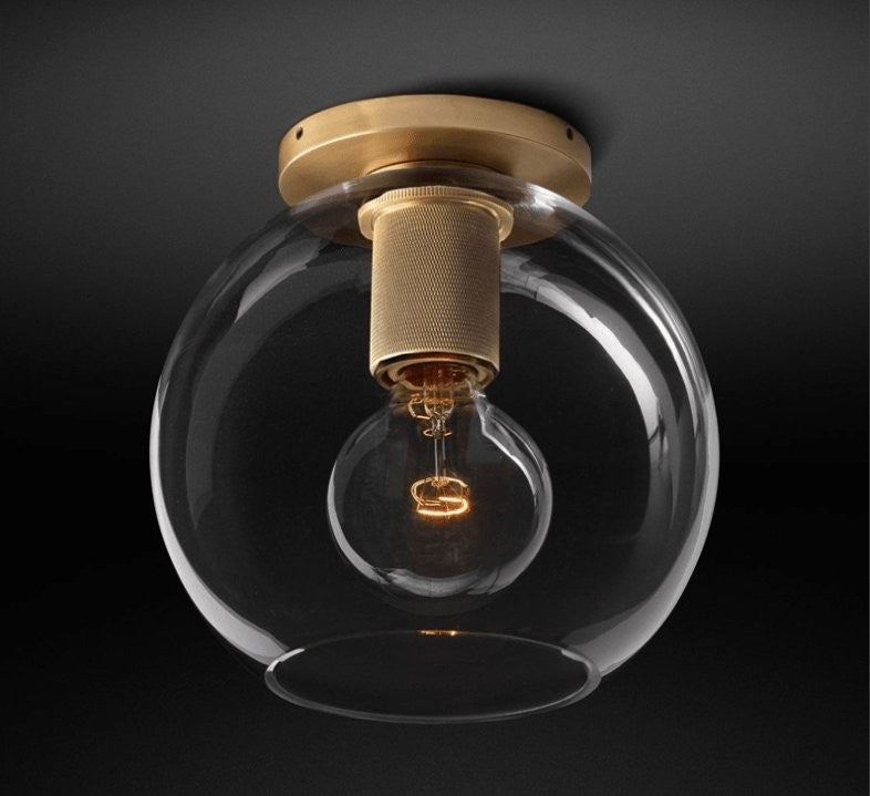 Minimal Glass Flush Mount Light