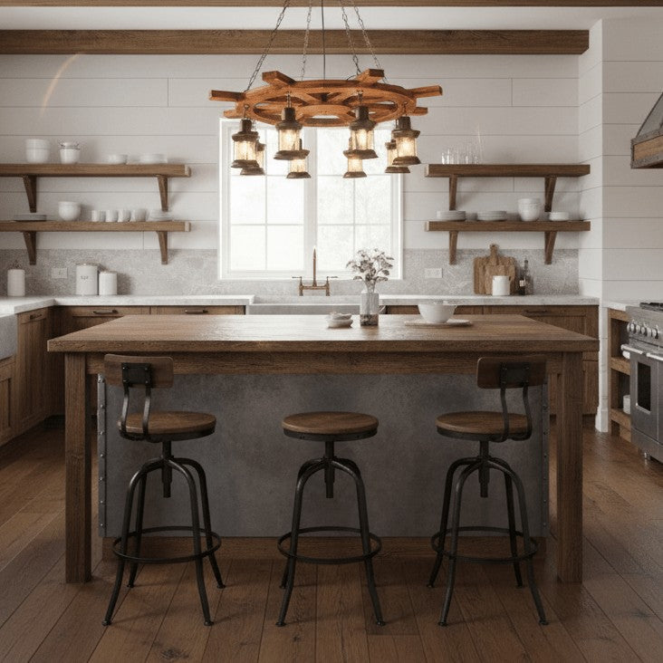 Rustic Nautical Wood Chandelier