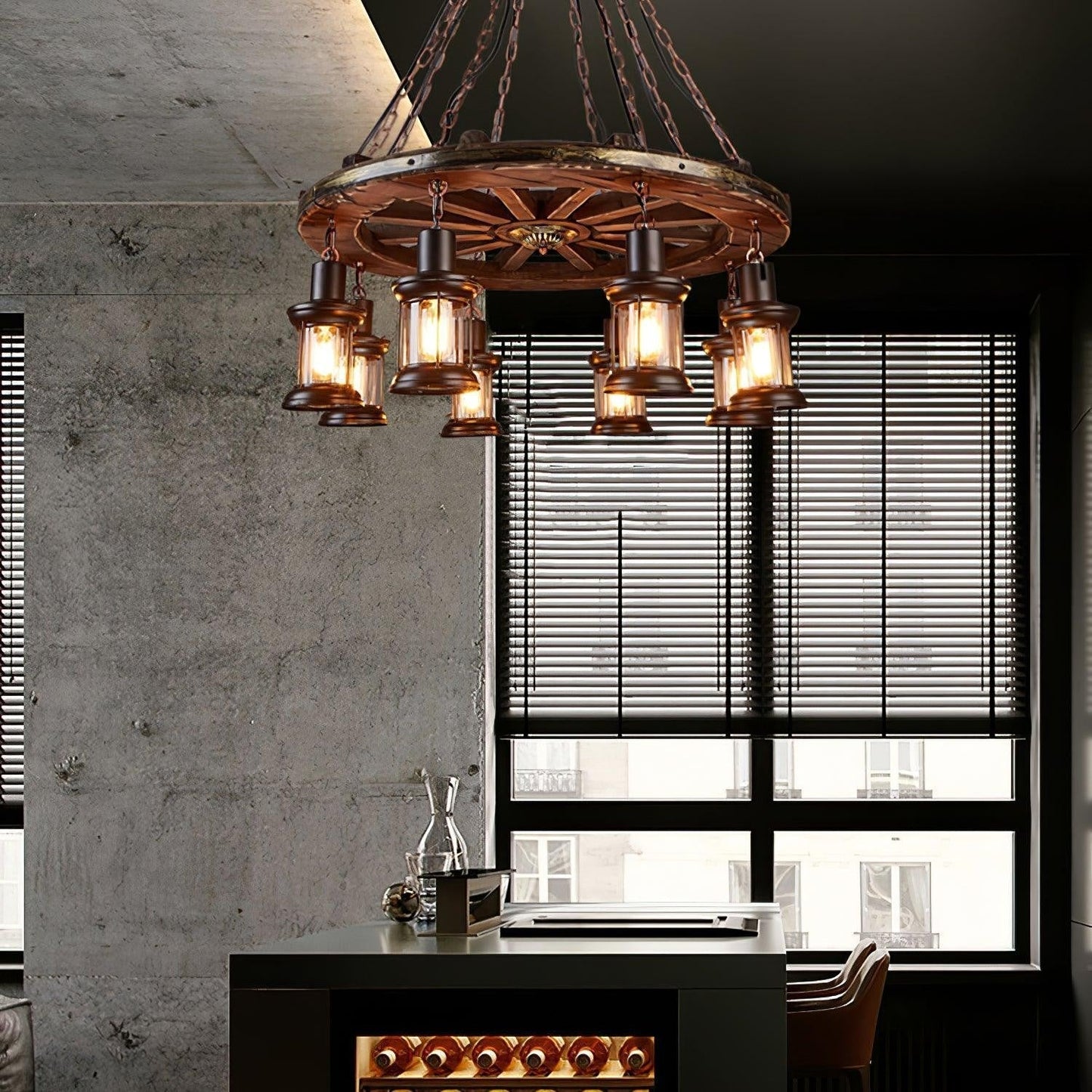 Rustic Nautical Wood Chandelier