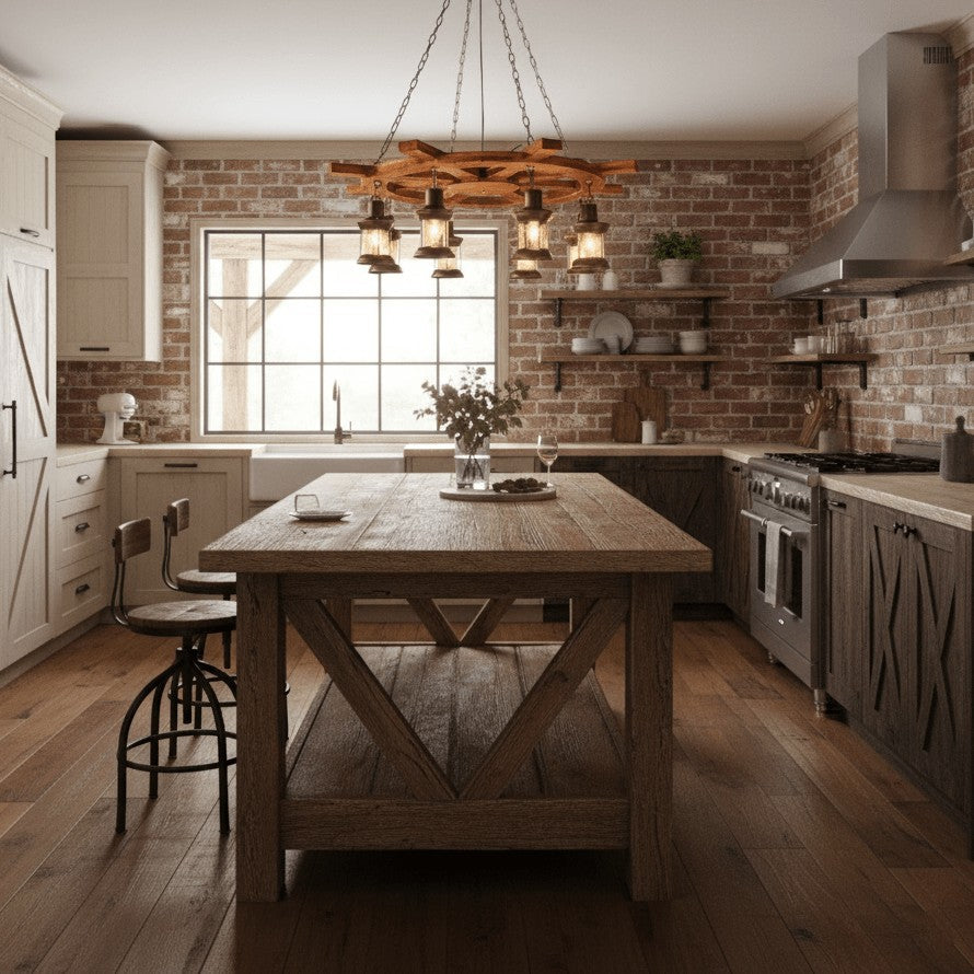 Rustic Nautical Wood Chandelier