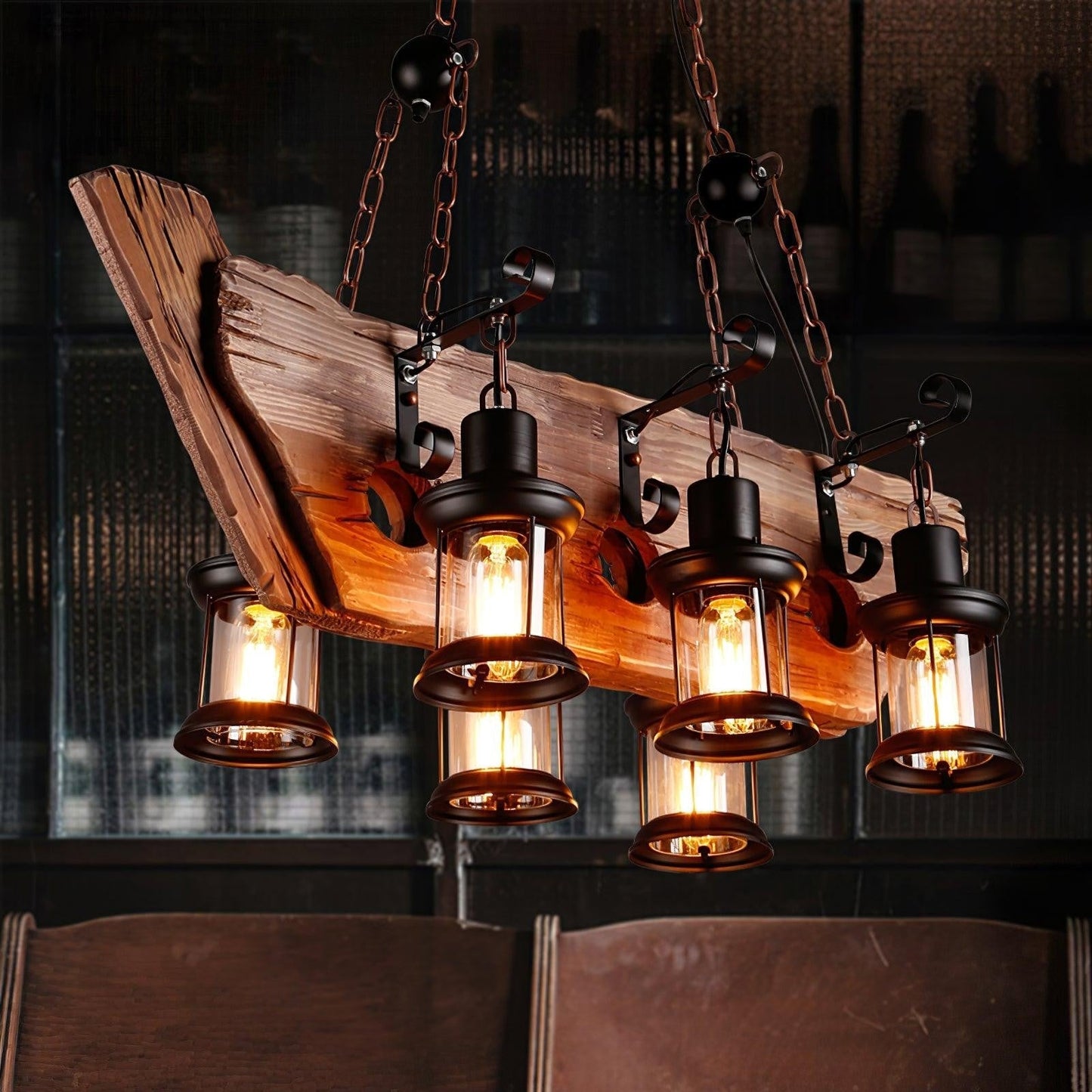 Rustic Nautical Wood Chandelier