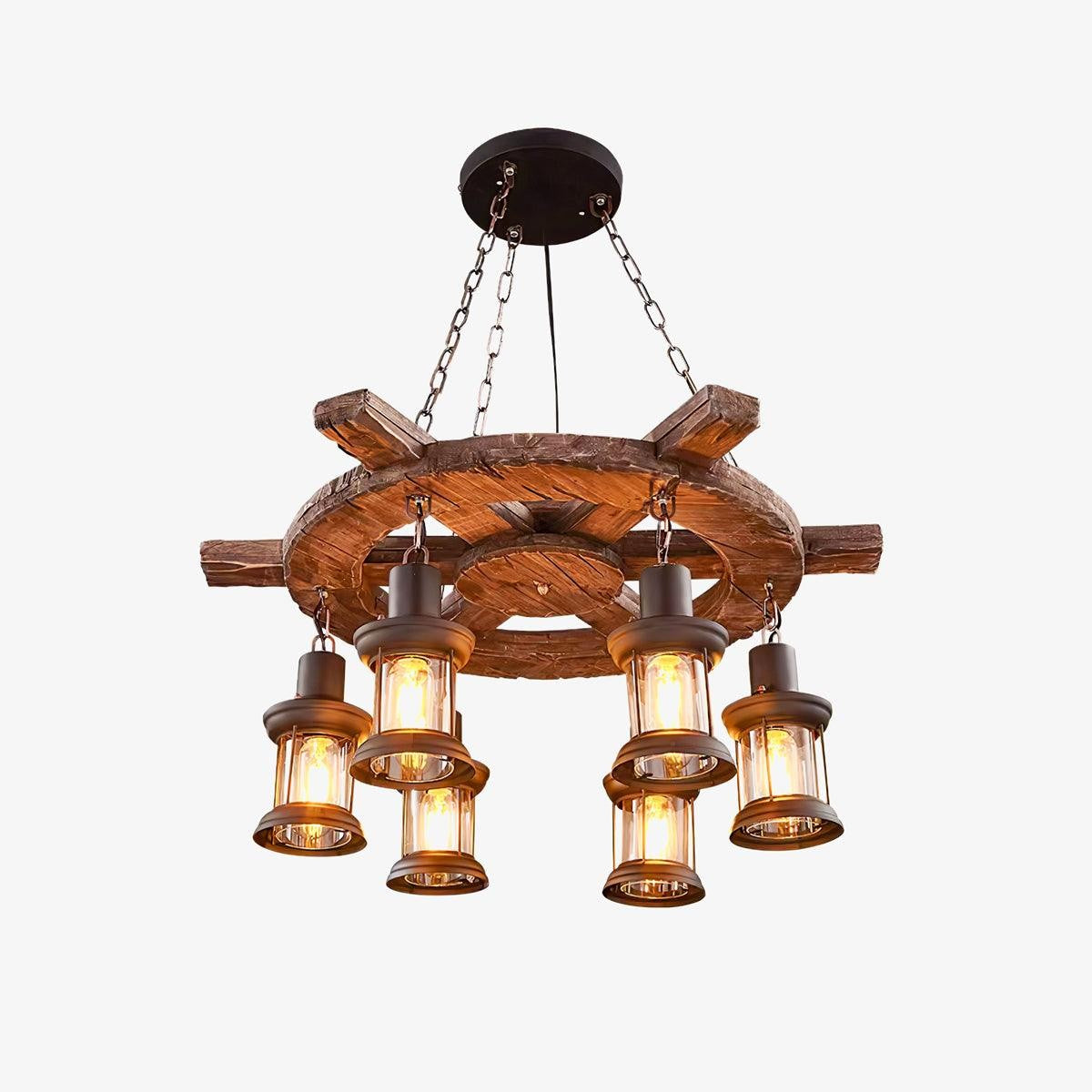 Rustic Nautical Wood Chandelier