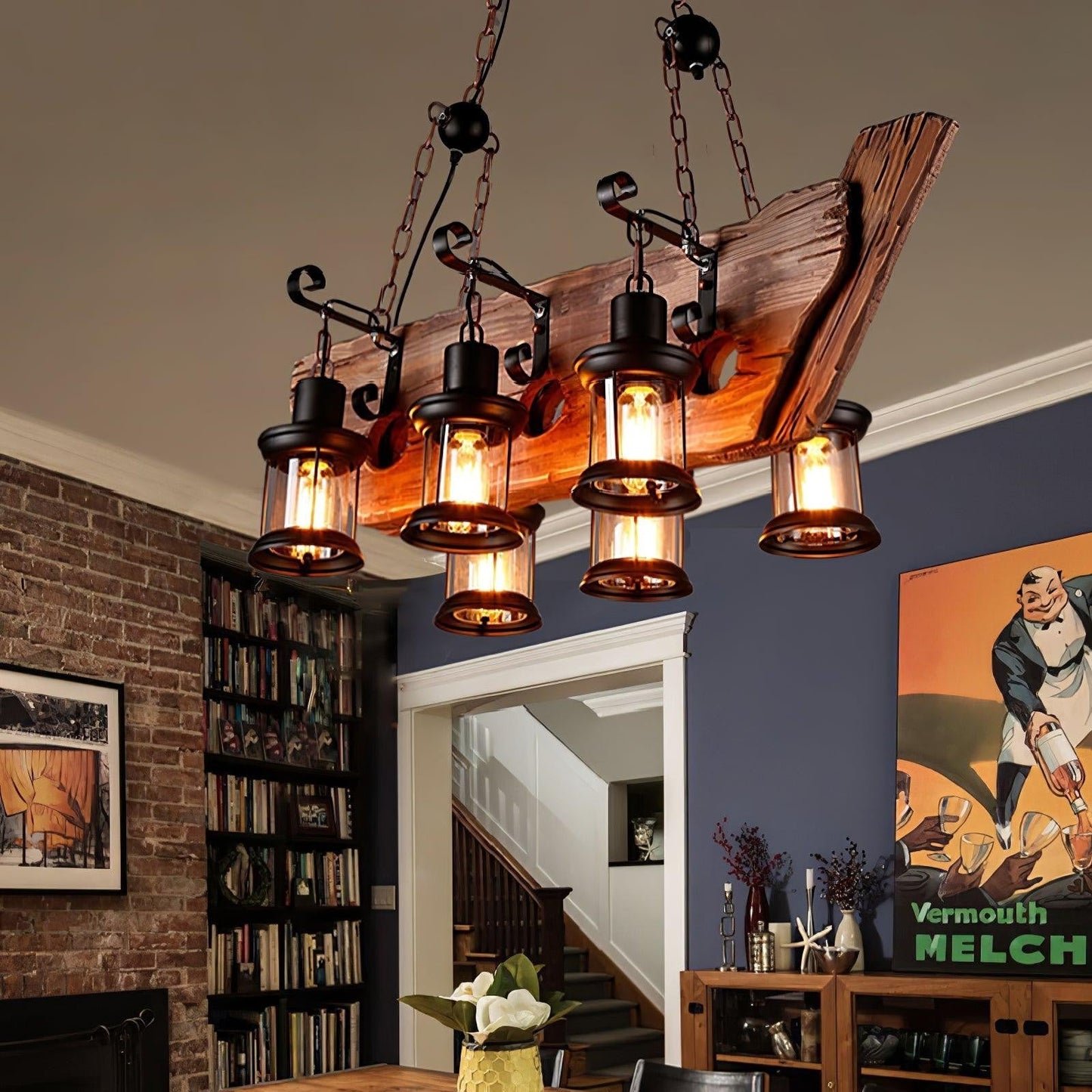 Rustic Nautical Wood Chandelier
