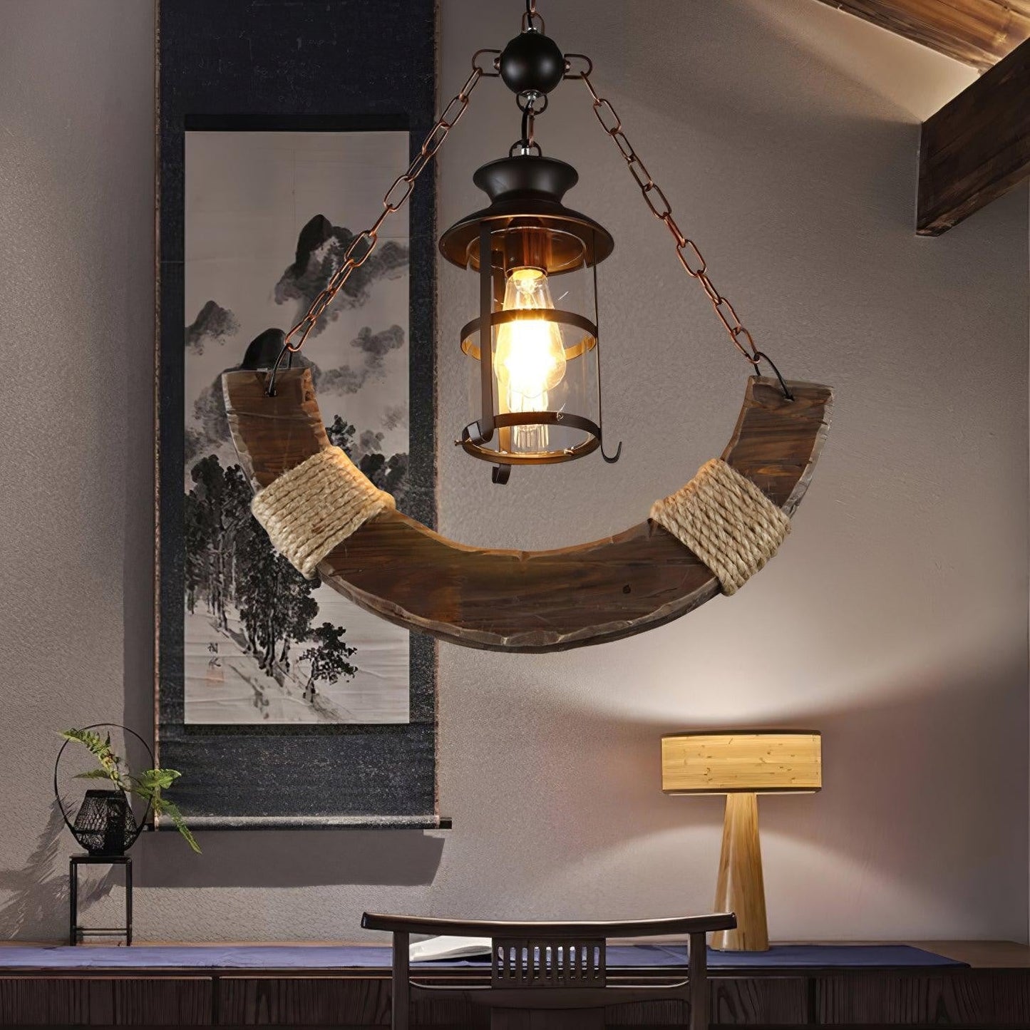 Rustic Nautical Wood Chandelier