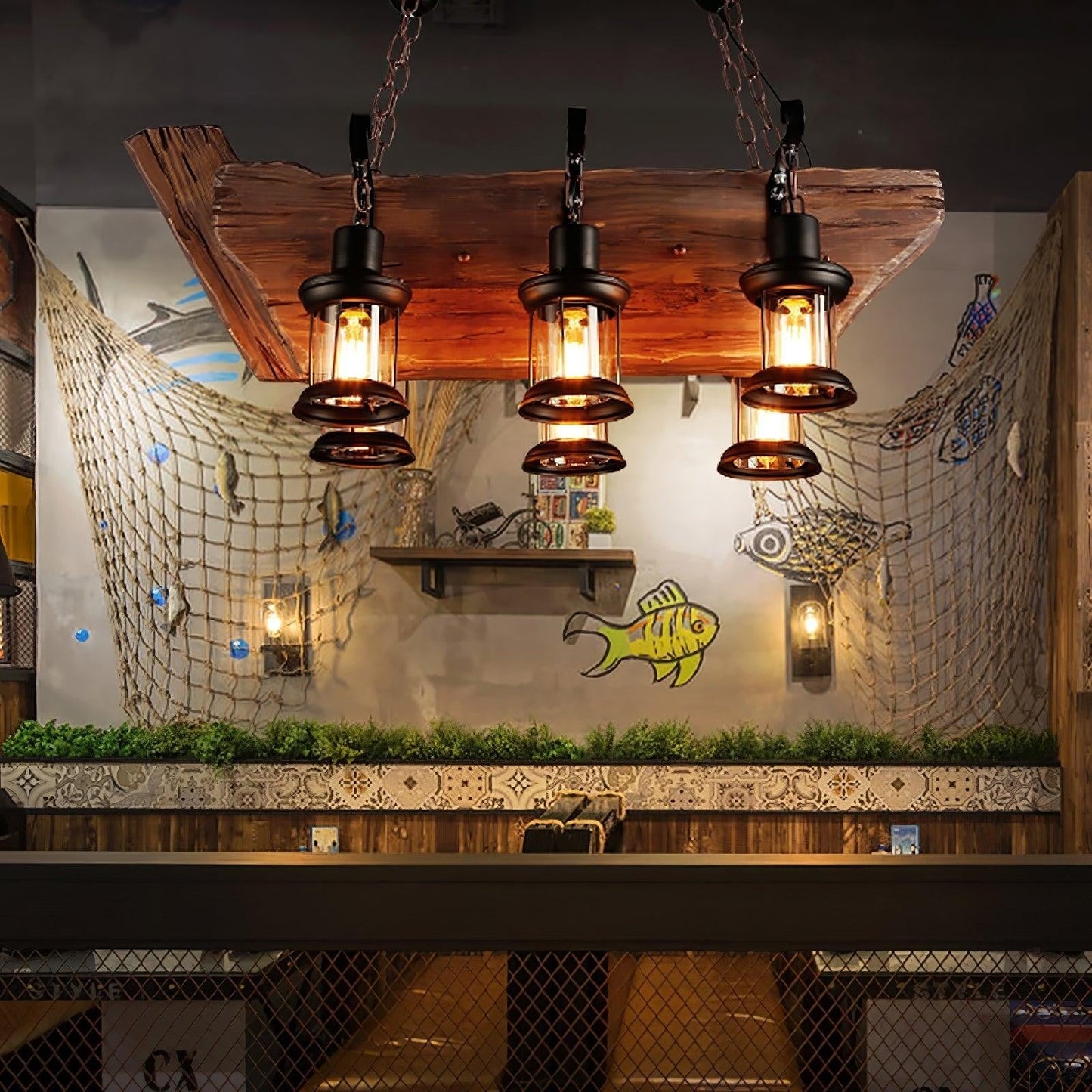 Rustic Nautical Wood Chandelier