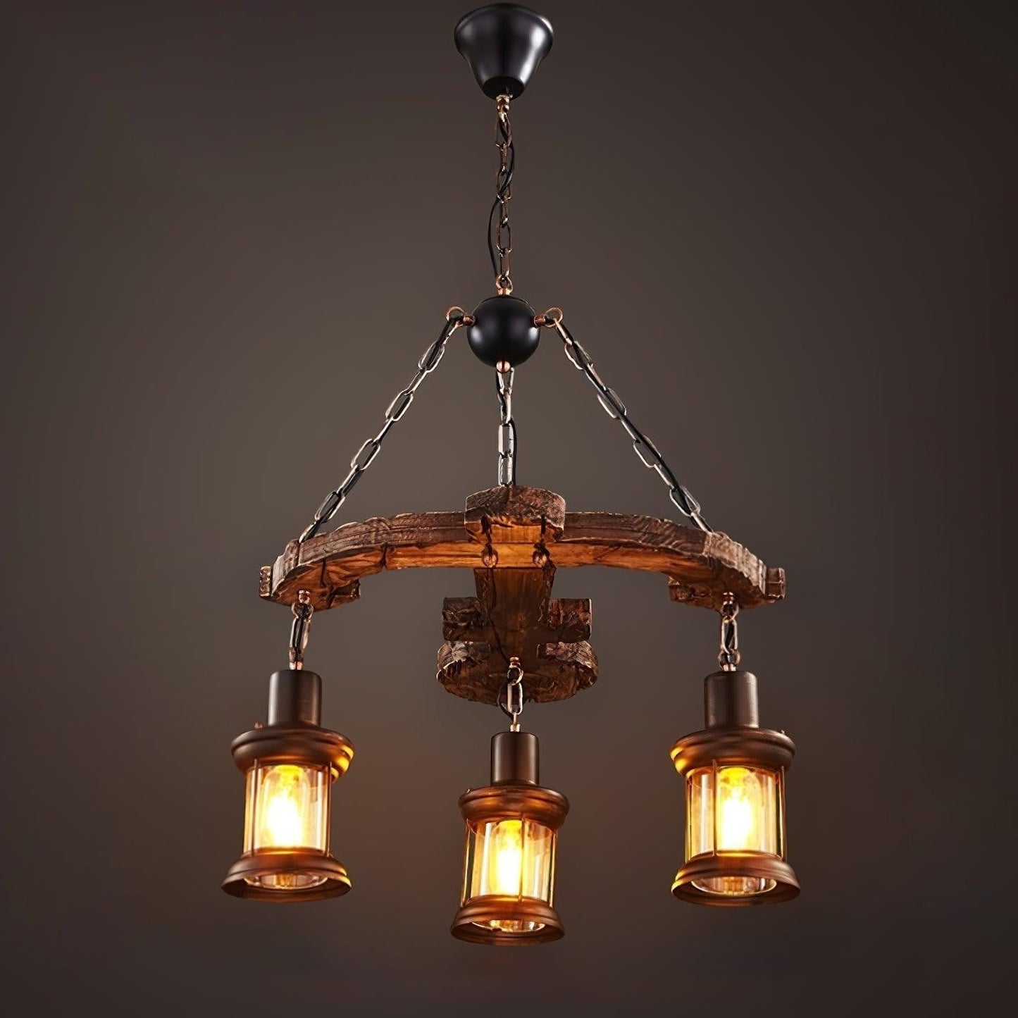 Rustic Nautical Wood Chandelier