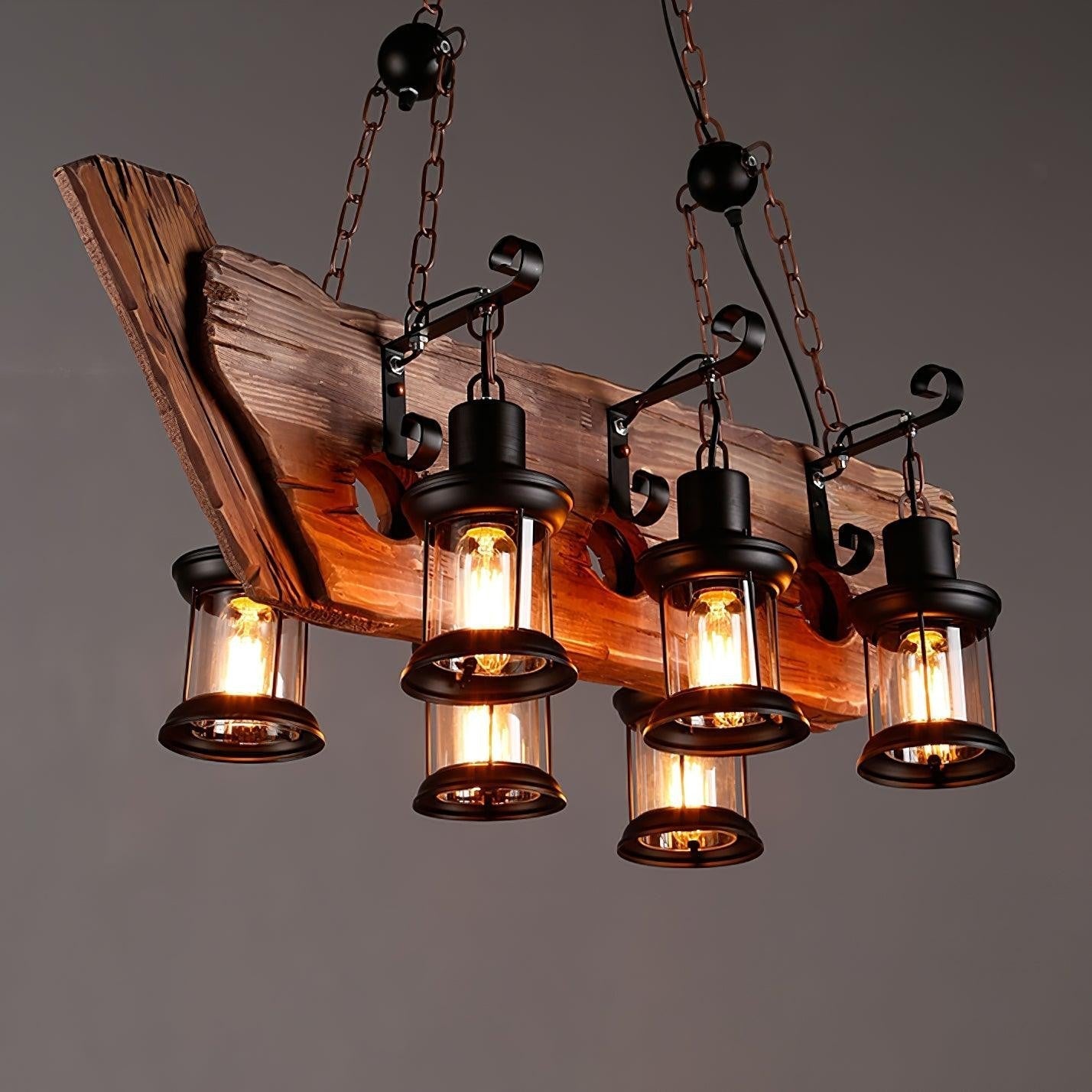 Rustic Nautical Wood Chandelier