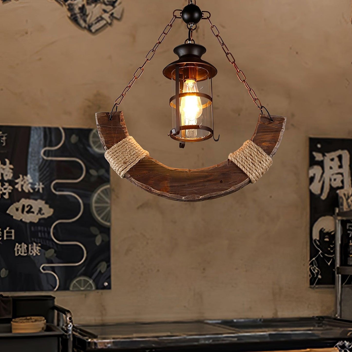 Rustic Nautical Wood Chandelier