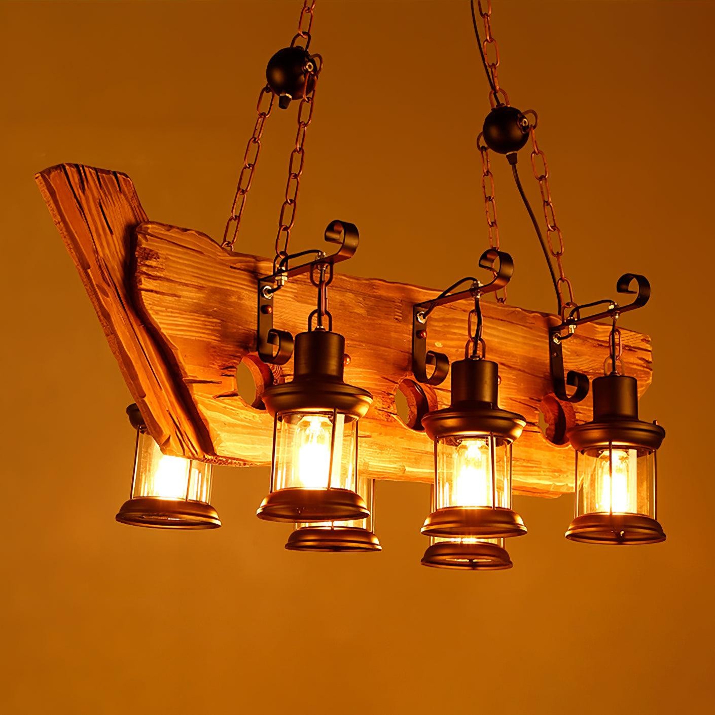 Rustic Nautical Wood Chandelier