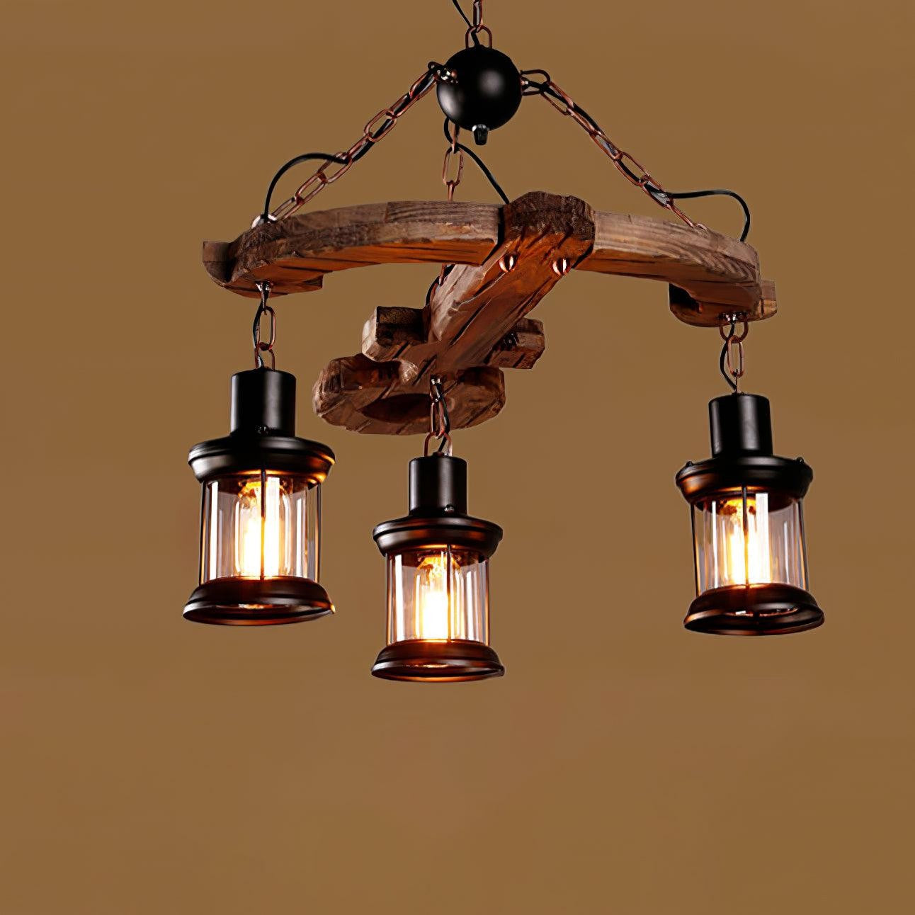 Rustic Nautical Wood Chandelier