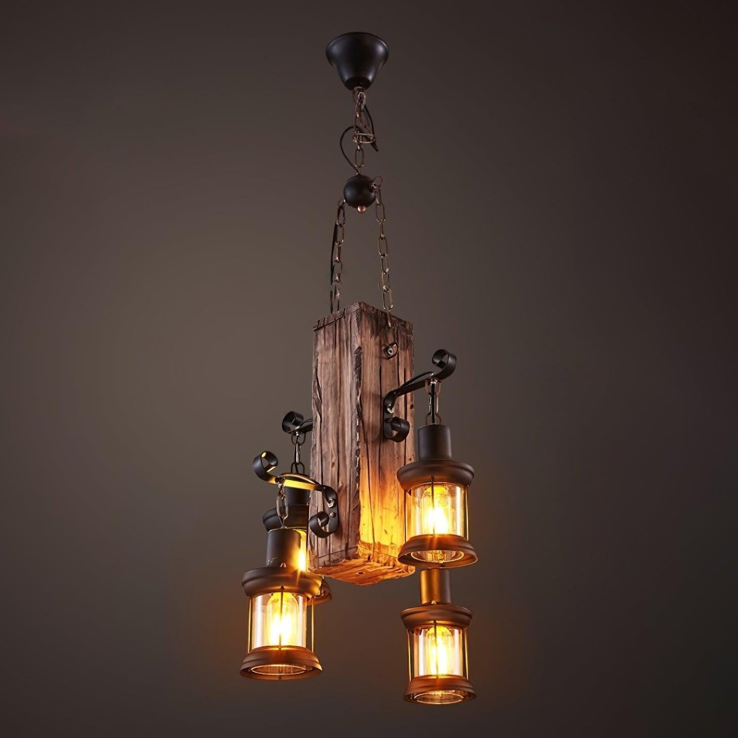 Rustic Nautical Wood Chandelier