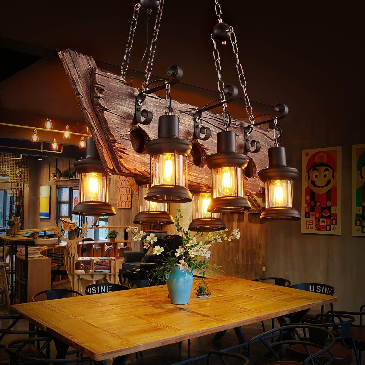 Rustic Nautical Wood Chandelier