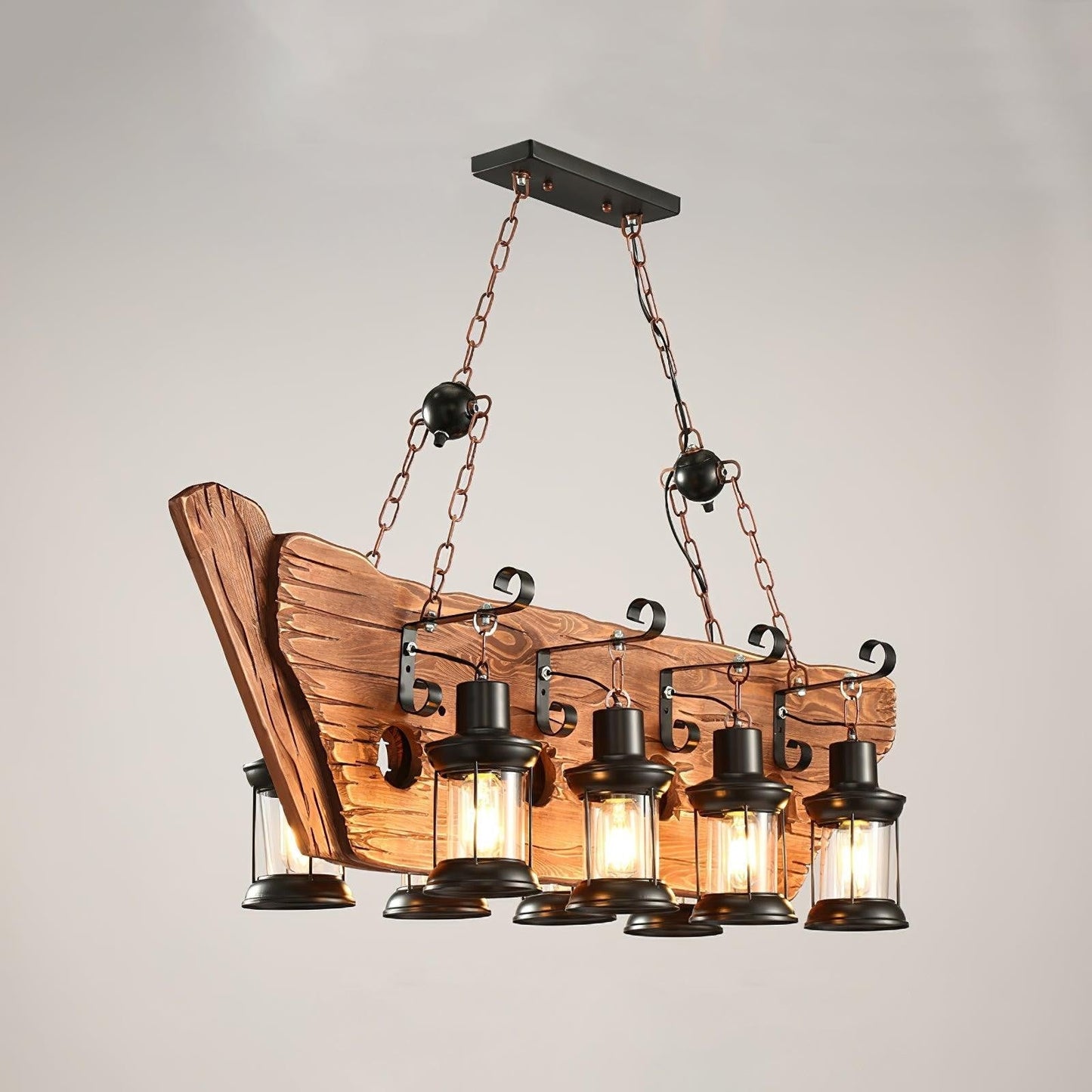 Rustic Nautical Wood Chandelier