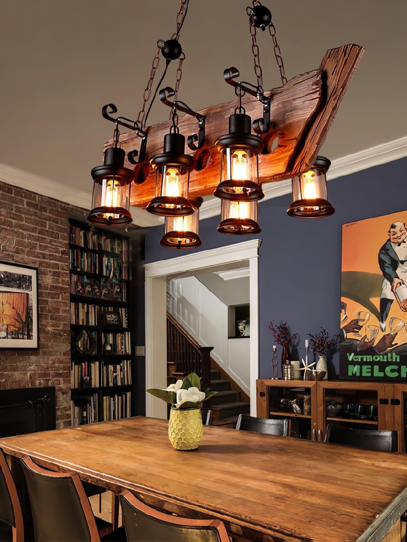 Rustic Nautical Wood Chandelier