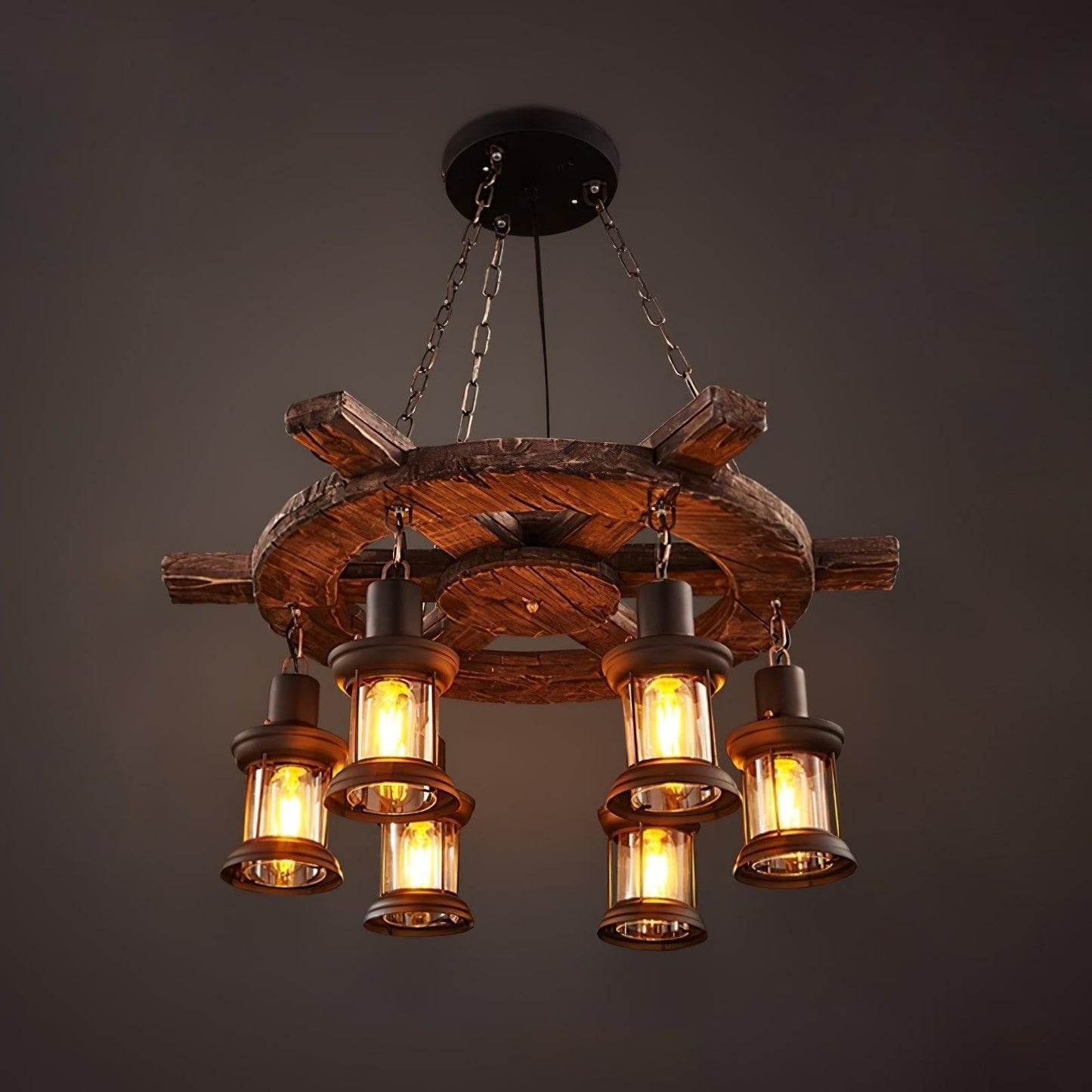 Rustic Nautical Wood Chandelier