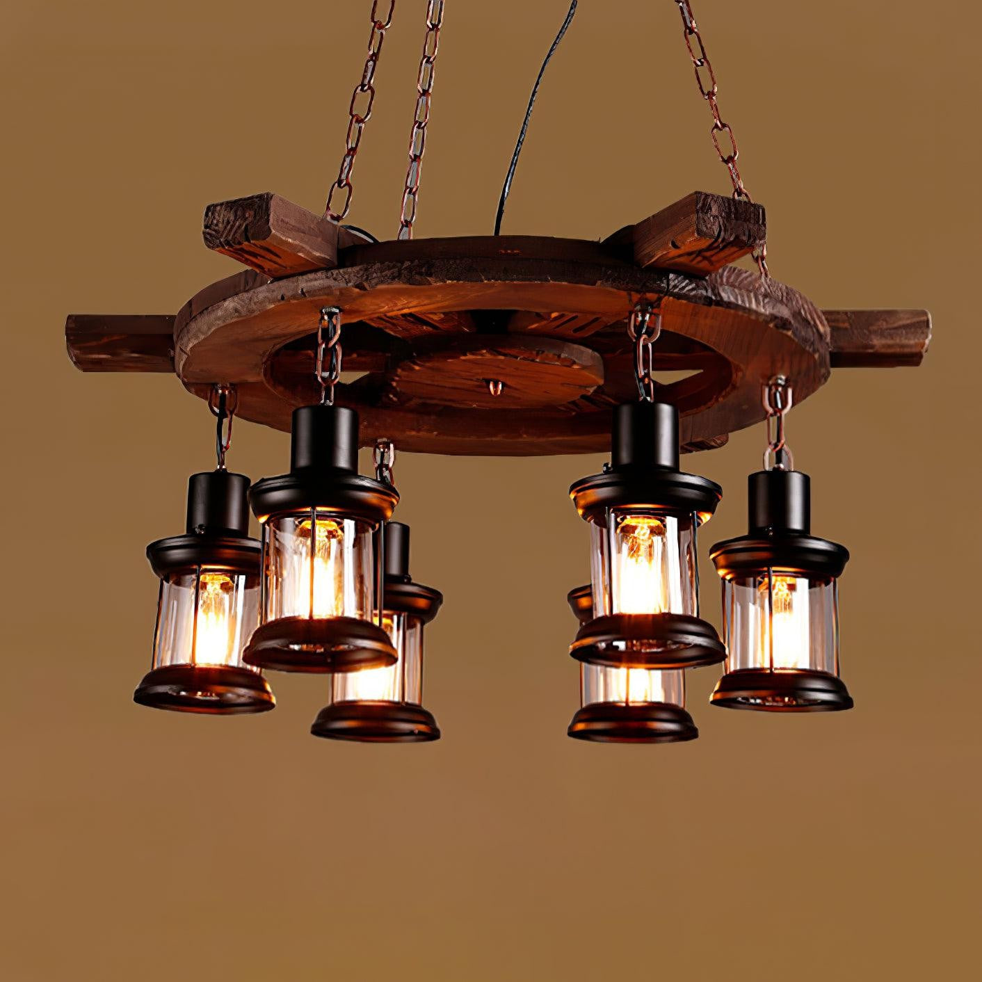 Rustic Nautical Wood Chandelier