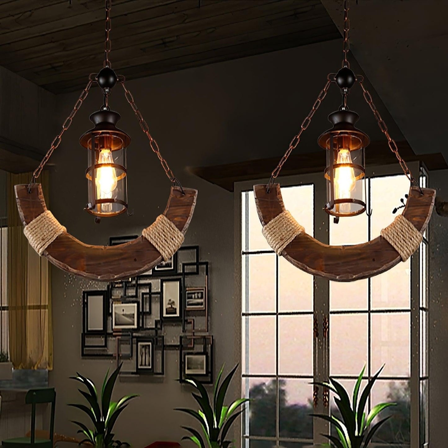 Rustic Nautical Wood Chandelier