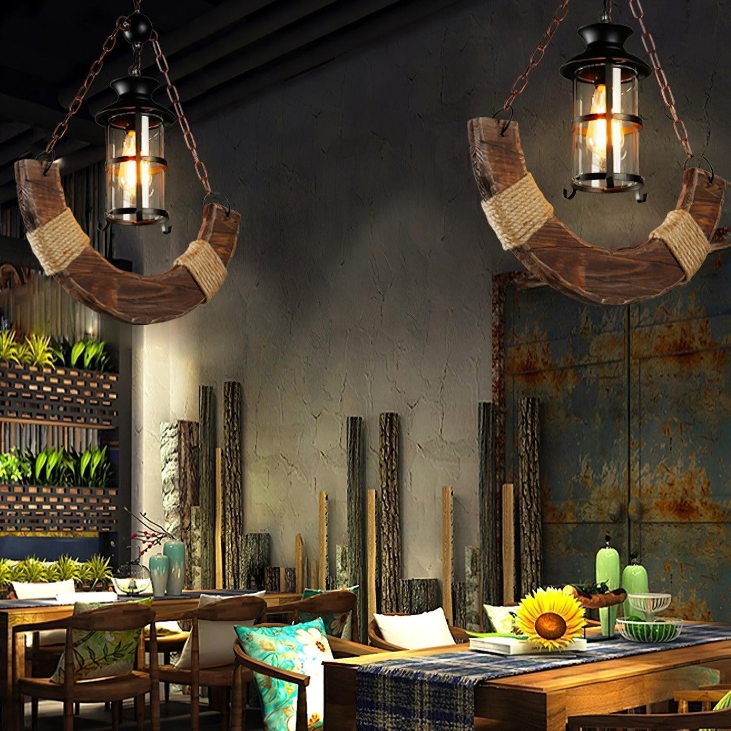 Rustic Nautical Wood Chandelier