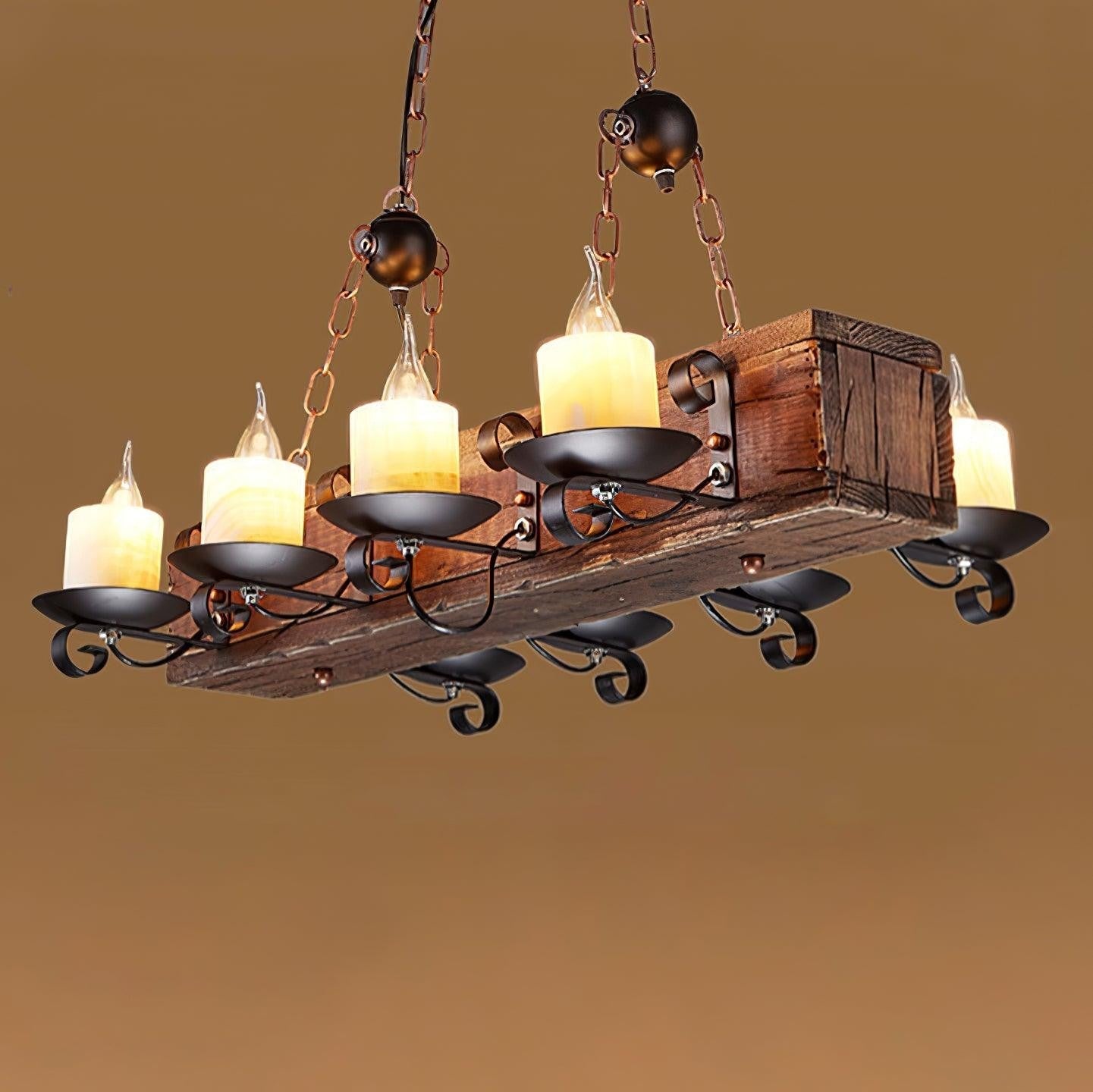 Rustic Nautical Wood Chandelier