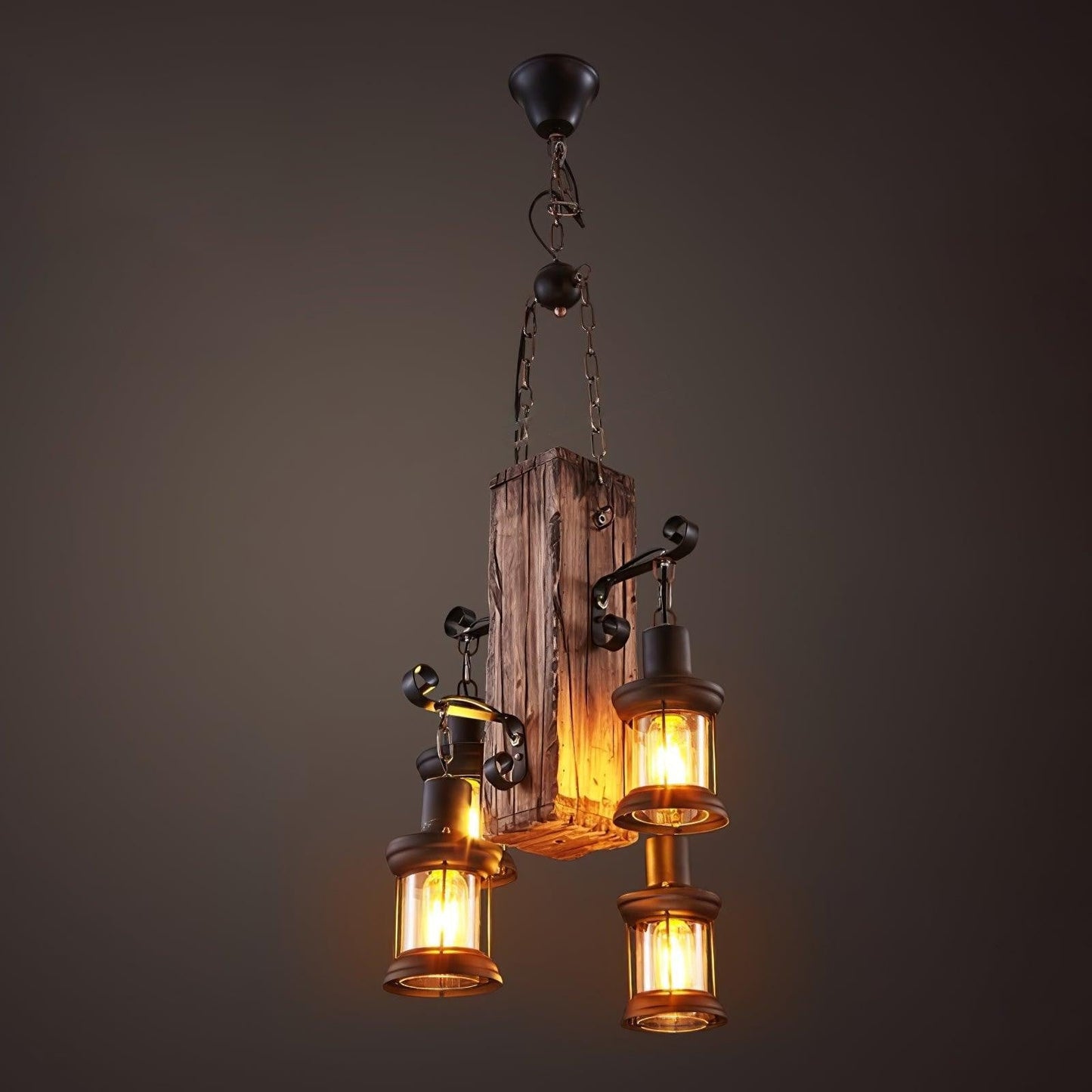 Rustic Nautical Wood Chandelier