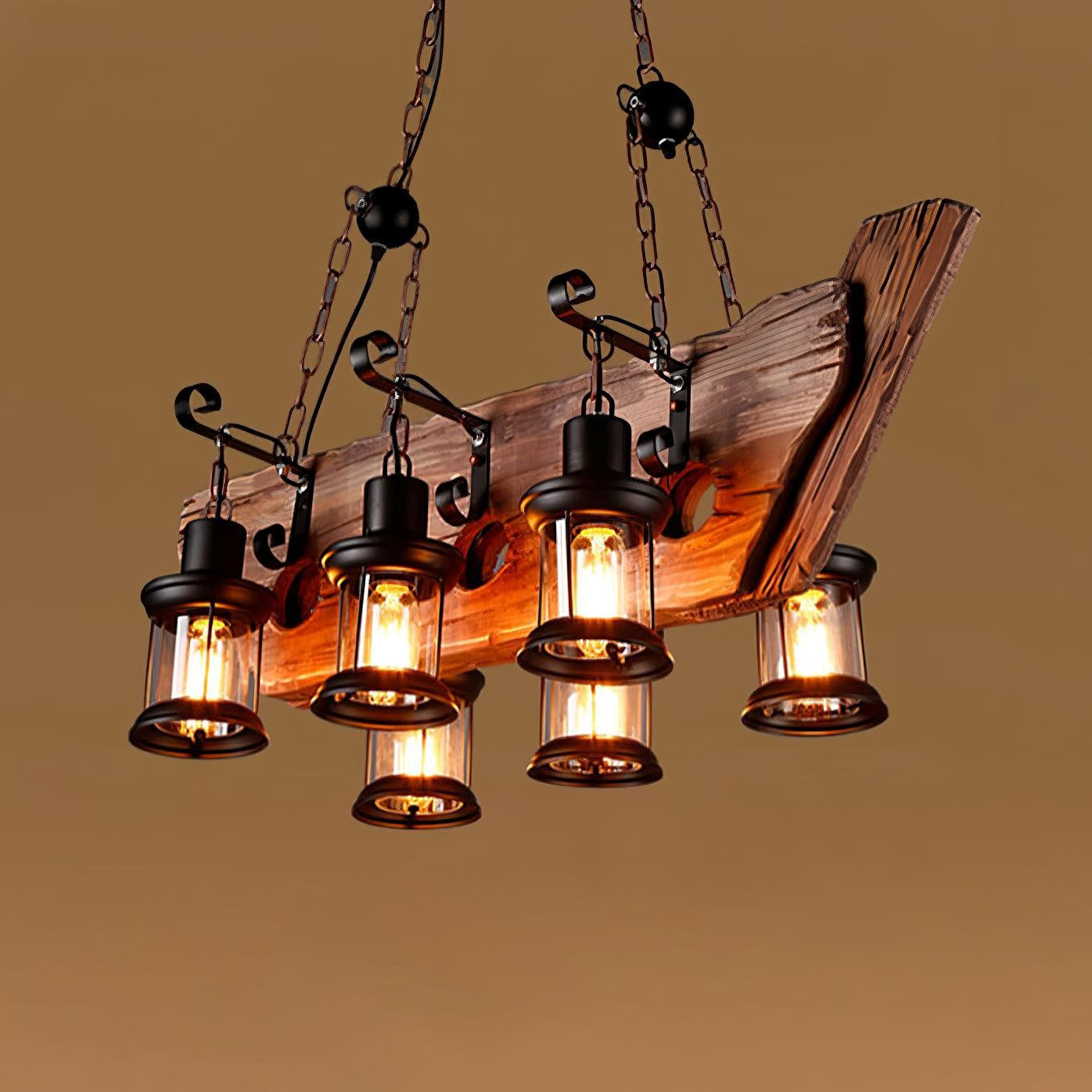 Rustic Nautical Wood Chandelier