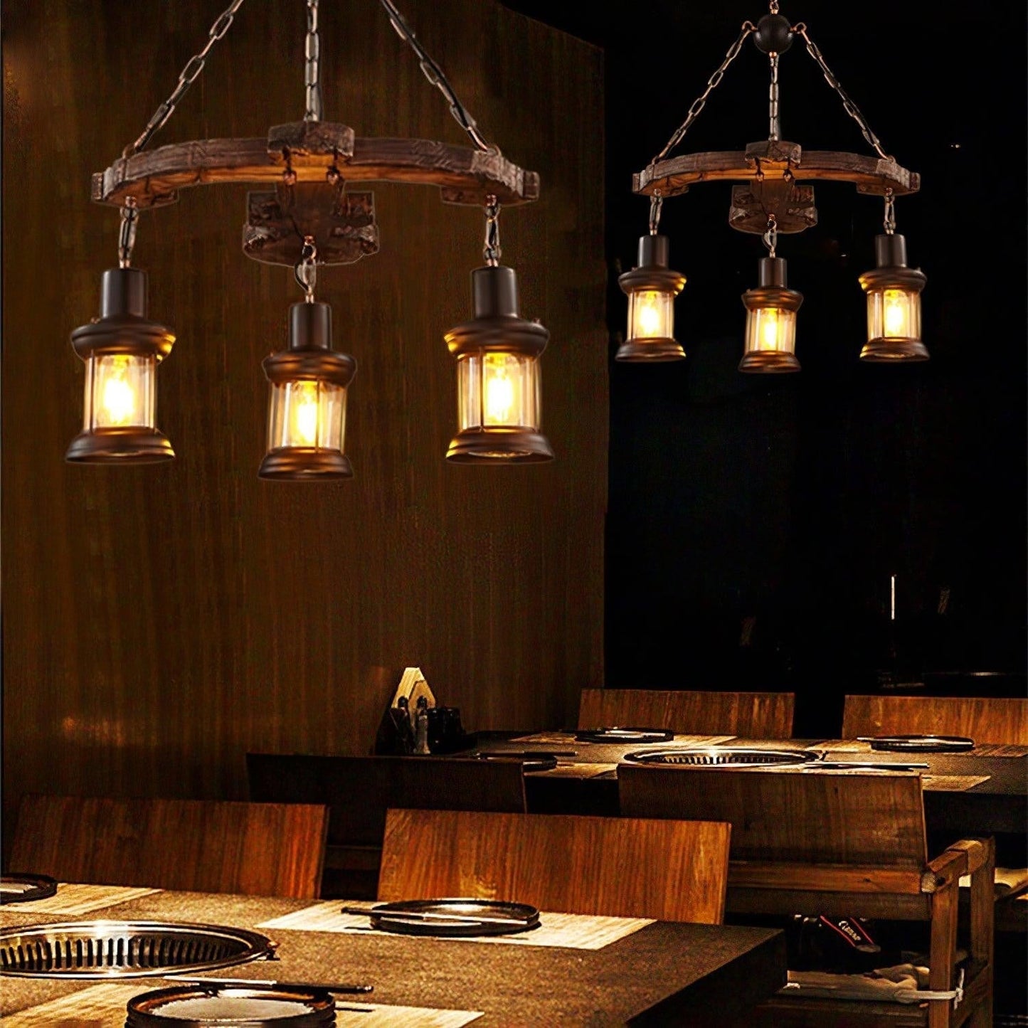 Rustic Nautical Wood Chandelier