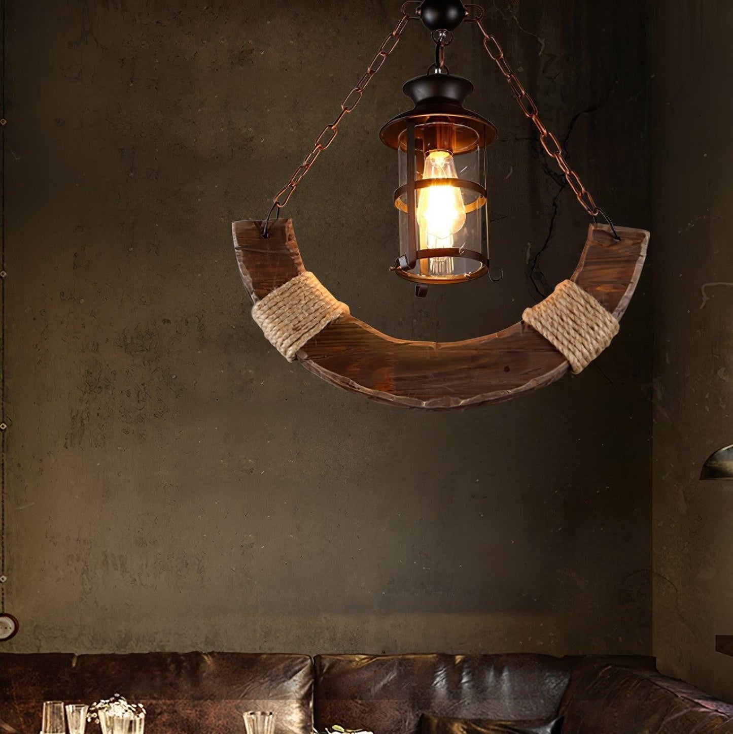 Rustic Nautical Wood Chandelier