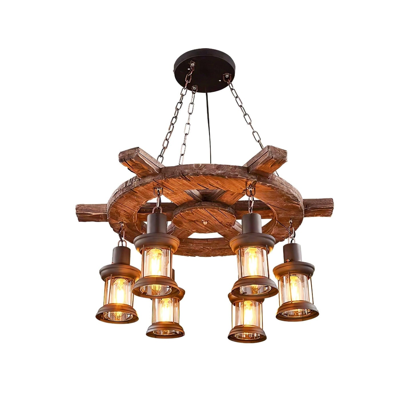 Rustic Nautical Wood Chandelier