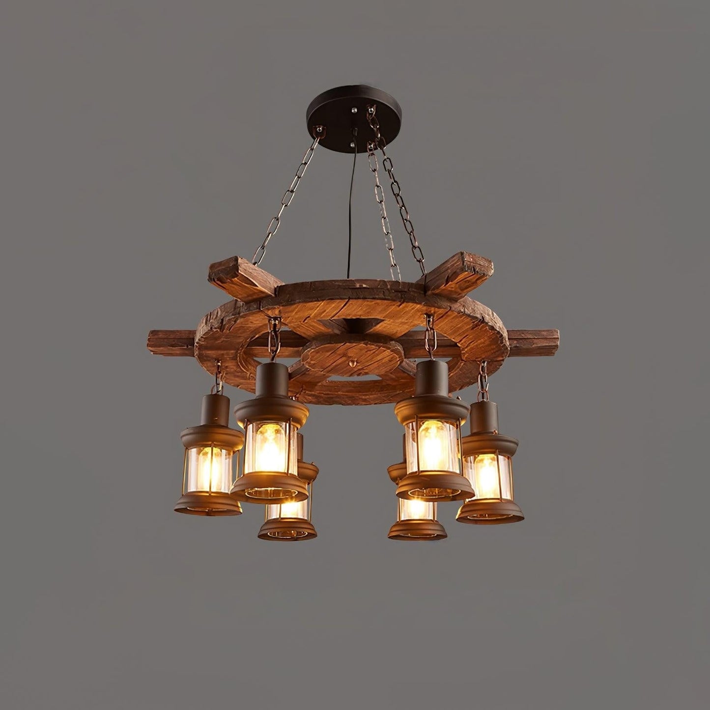 Rustic Nautical Wood Chandelier