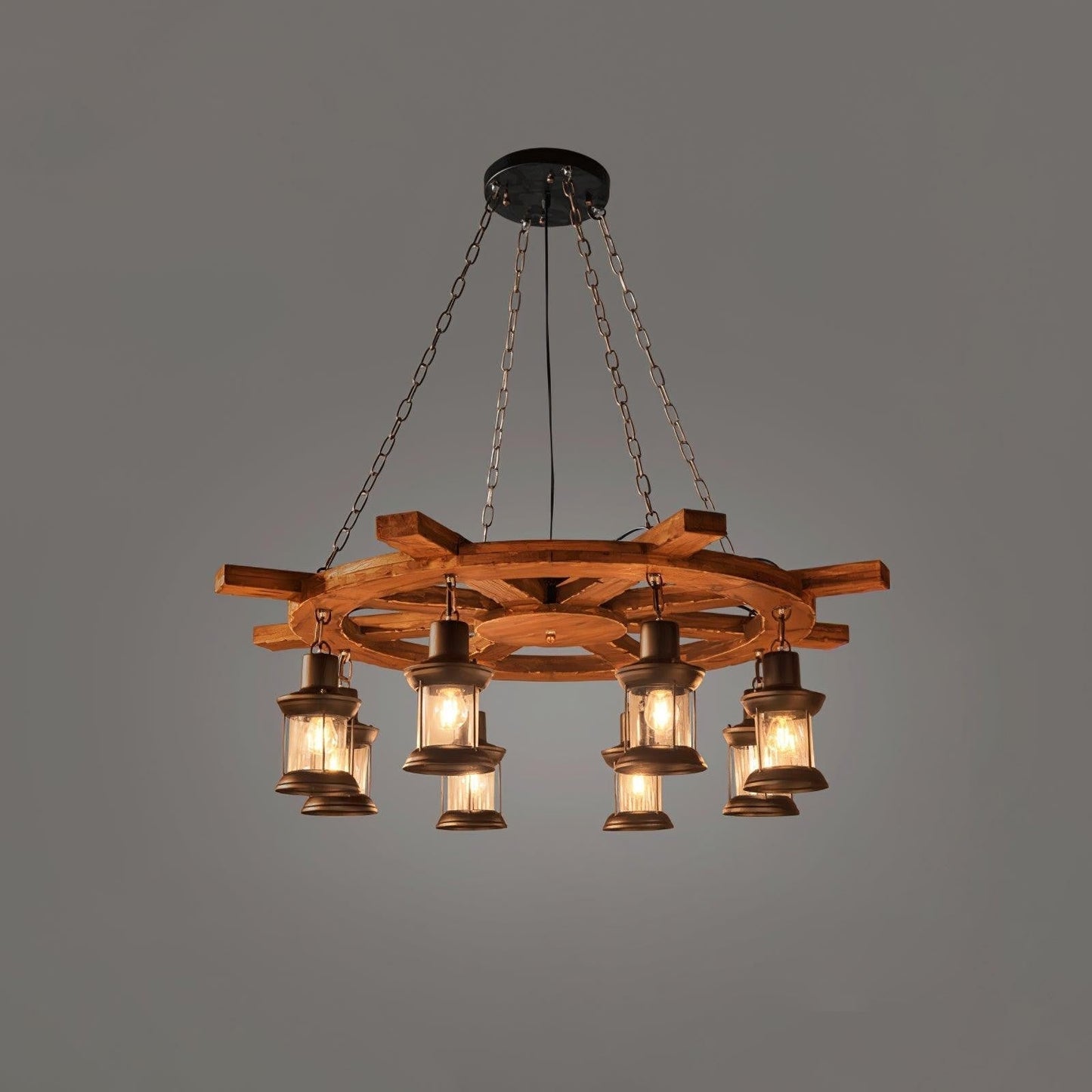 Rustic Nautical Wood Chandelier