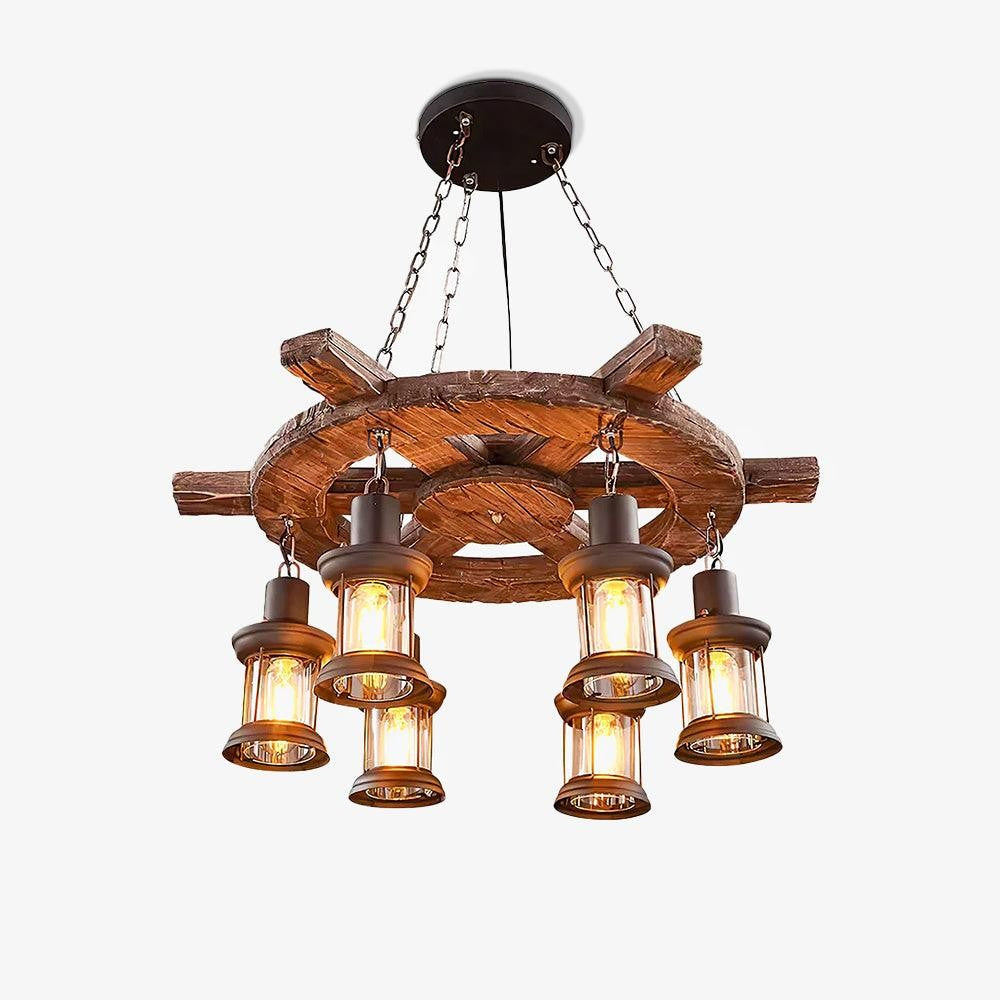 Rustic Nautical Wood Chandelier