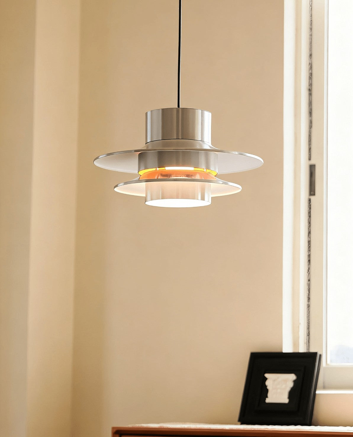Tiered Chrome Disc Pendant Light