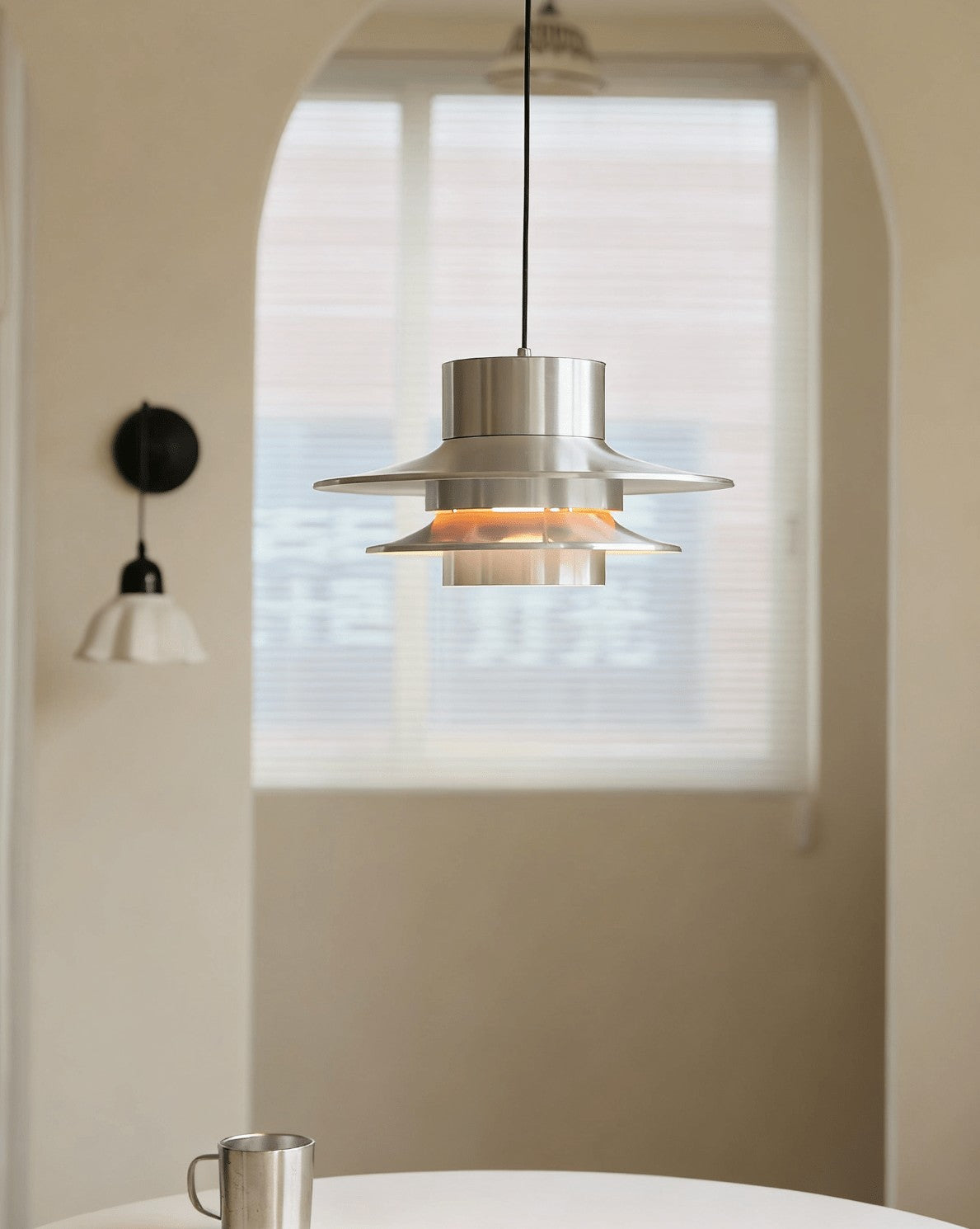 Tiered Chrome Disc Pendant Light